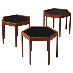 Set of Three Hexagonal Side Tables Designed by Hans C. Andersen, Denmark, 1960s