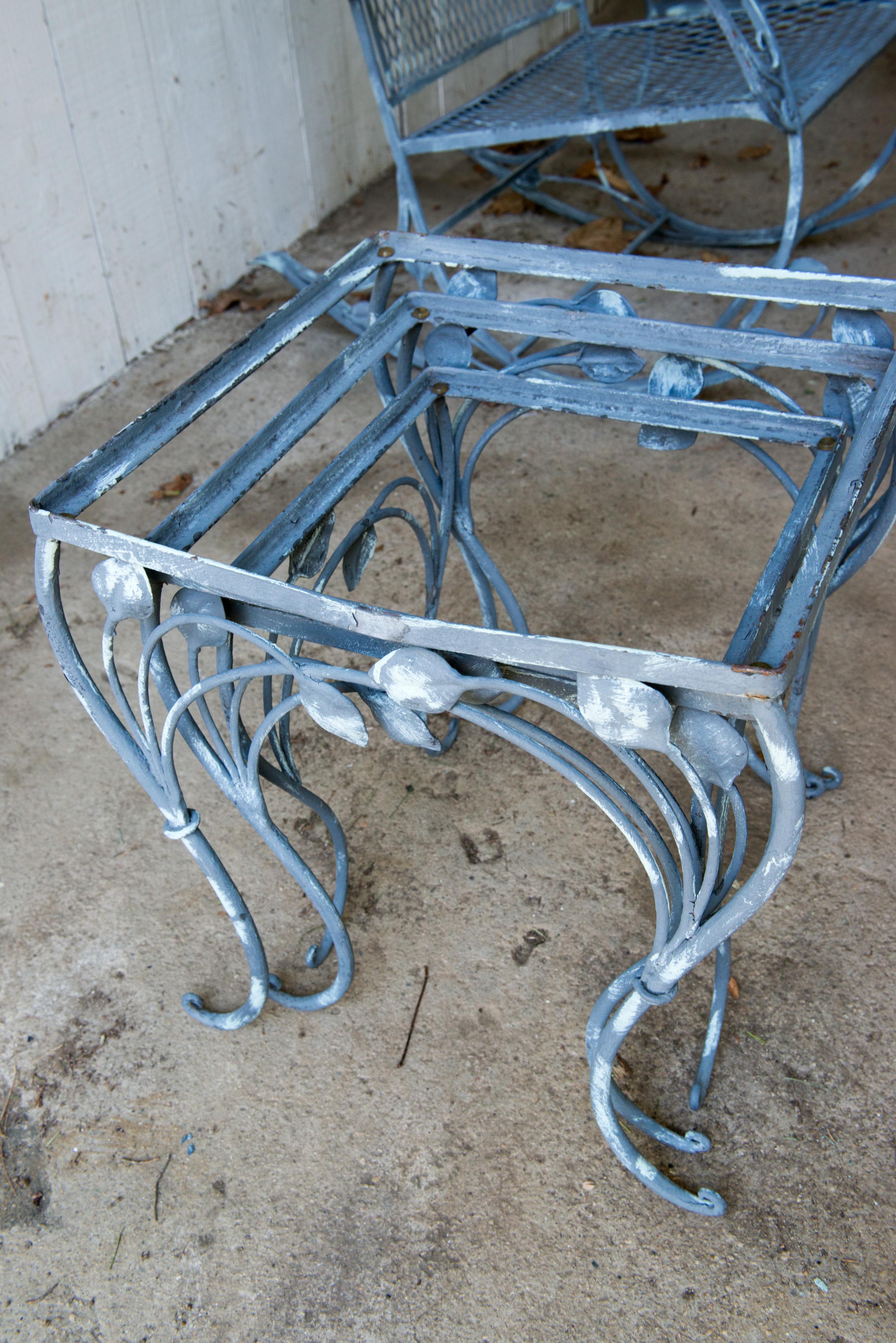 Set of Three High Quality Wrought Iron Nesting Tables by Salterini 5