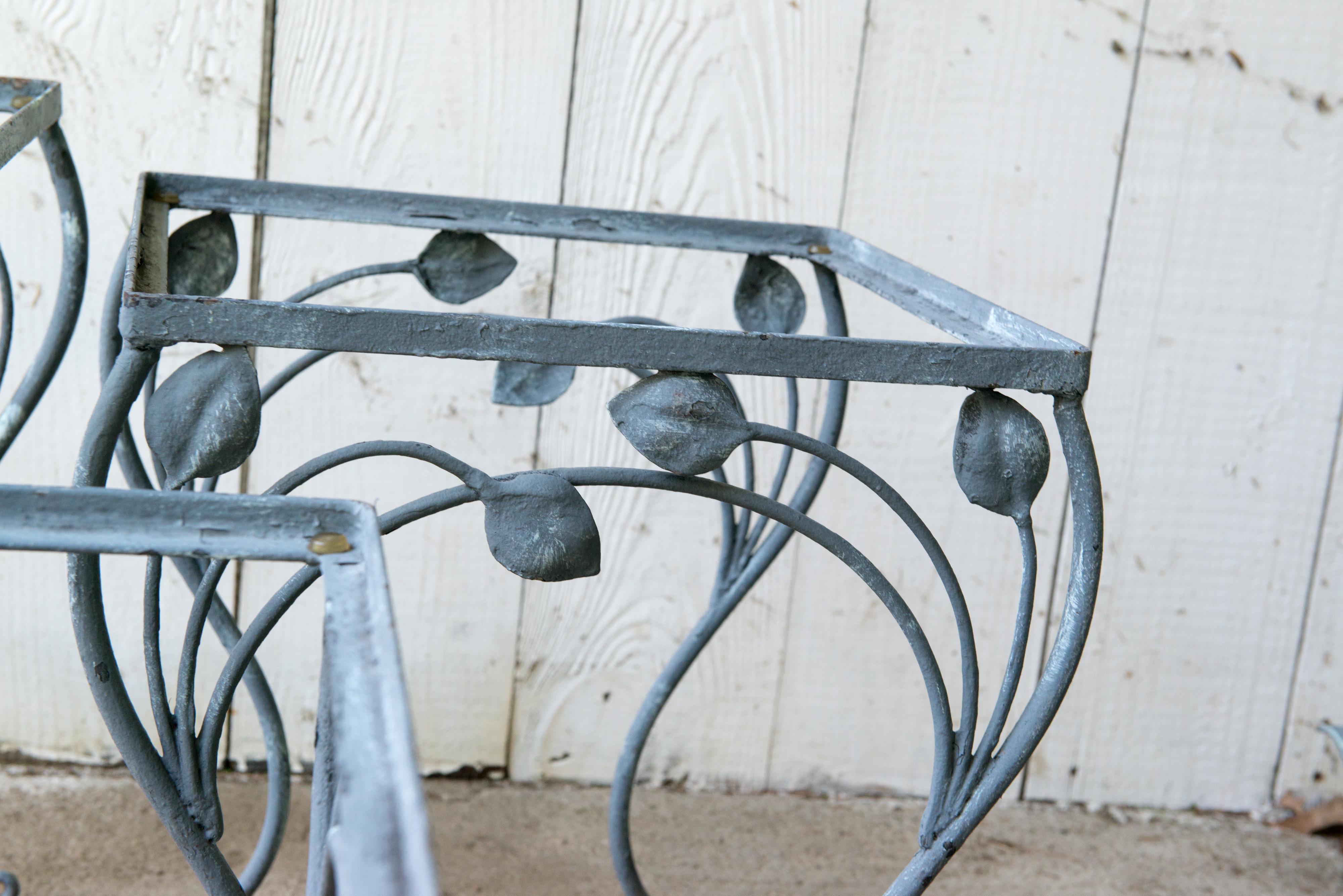 American Set of Three High Quality Wrought Iron Nesting Tables by Salterini