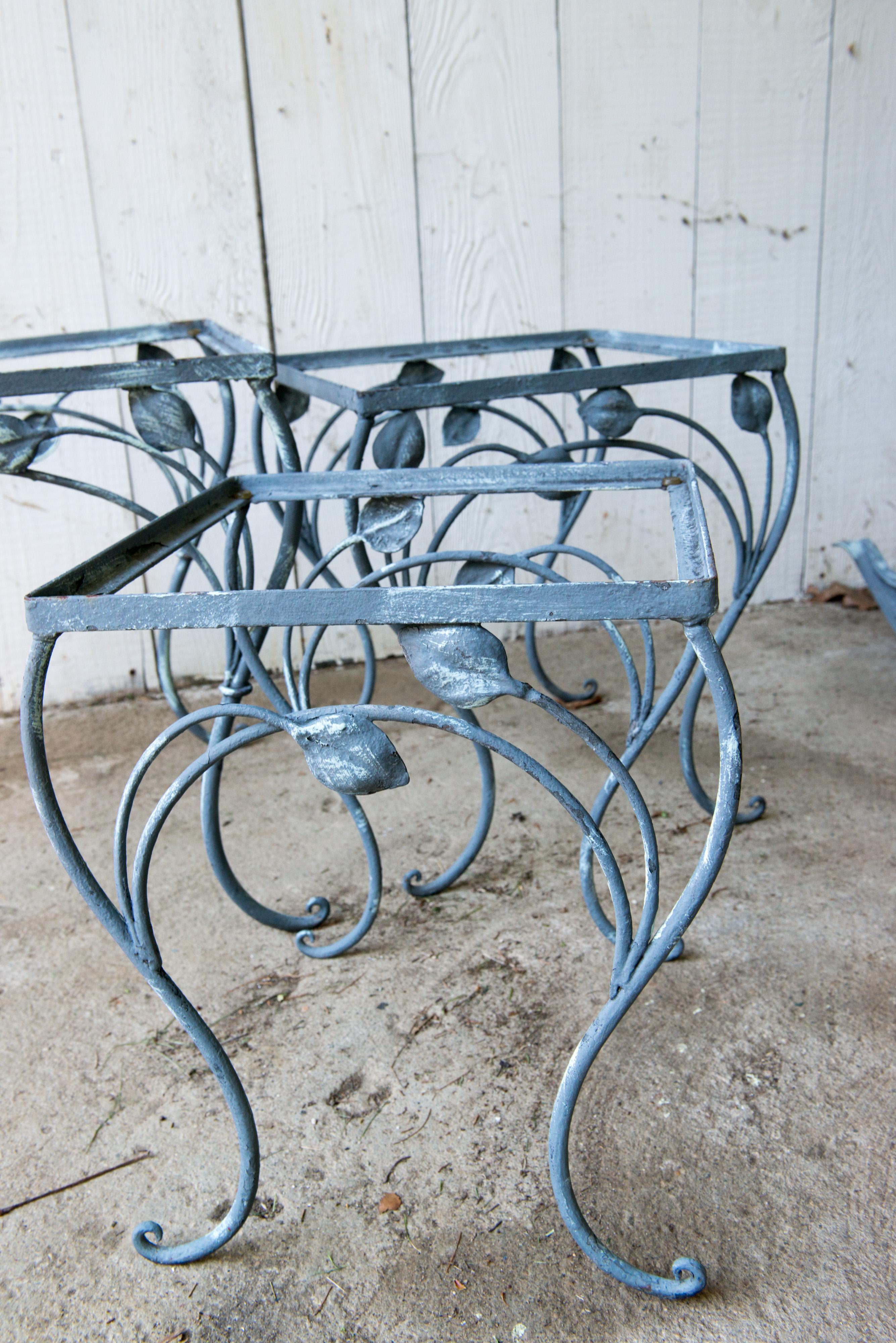 Set of Three High Quality Wrought Iron Nesting Tables by Salterini In Good Condition In Stamford, CT
