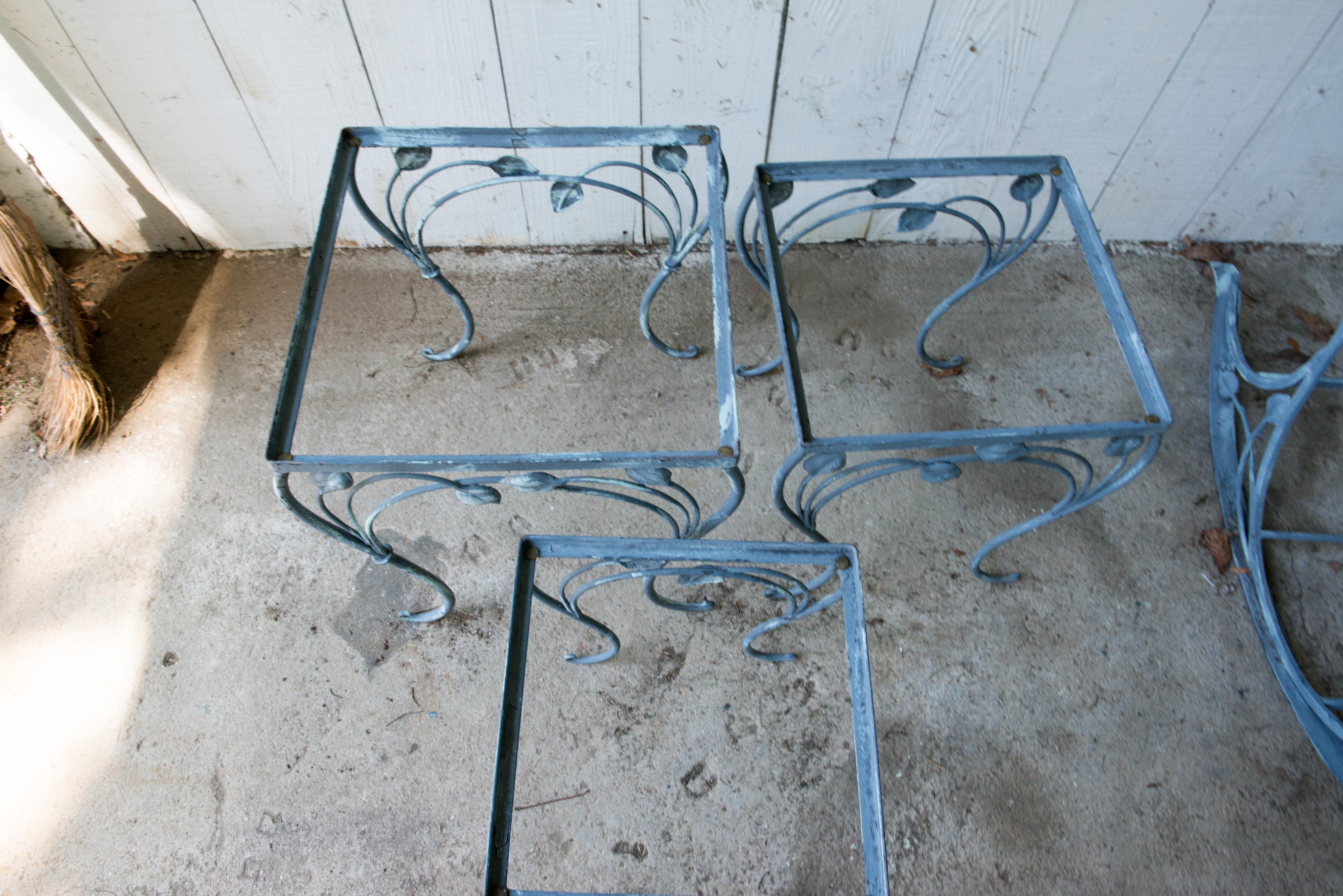 Set of Three High Quality Wrought Iron Nesting Tables by Salterini 1