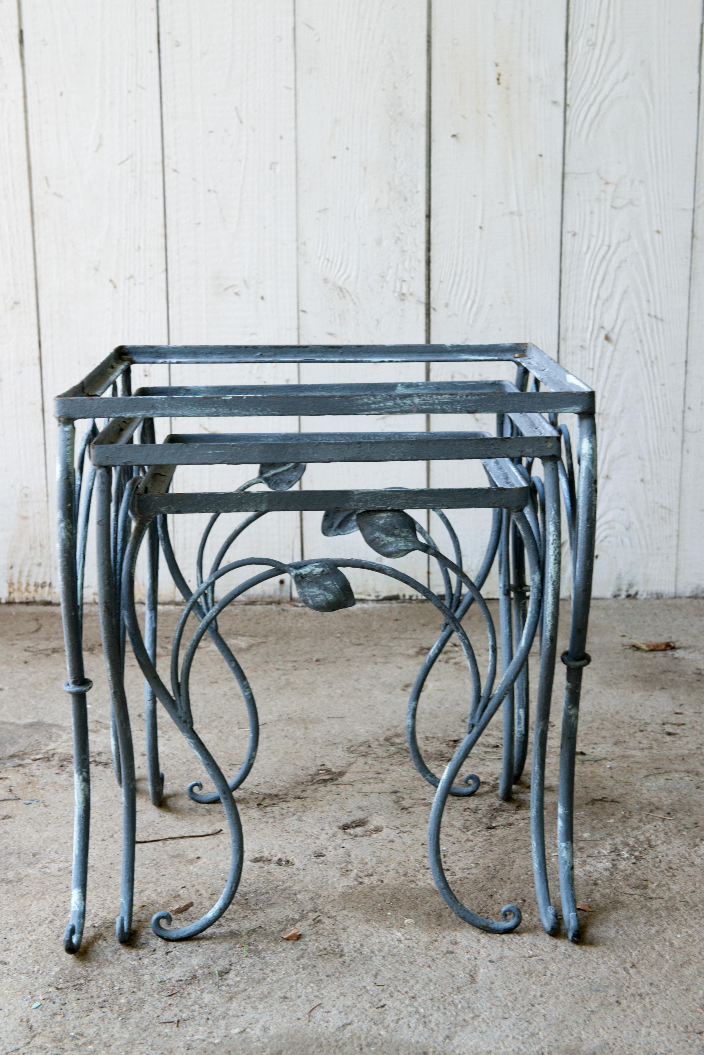 Set of Three High Quality Wrought Iron Nesting Tables by Salterini 2