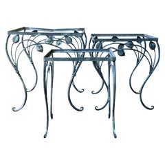 Set of Three High Quality Wrought Iron Nesting Tables by Salterini