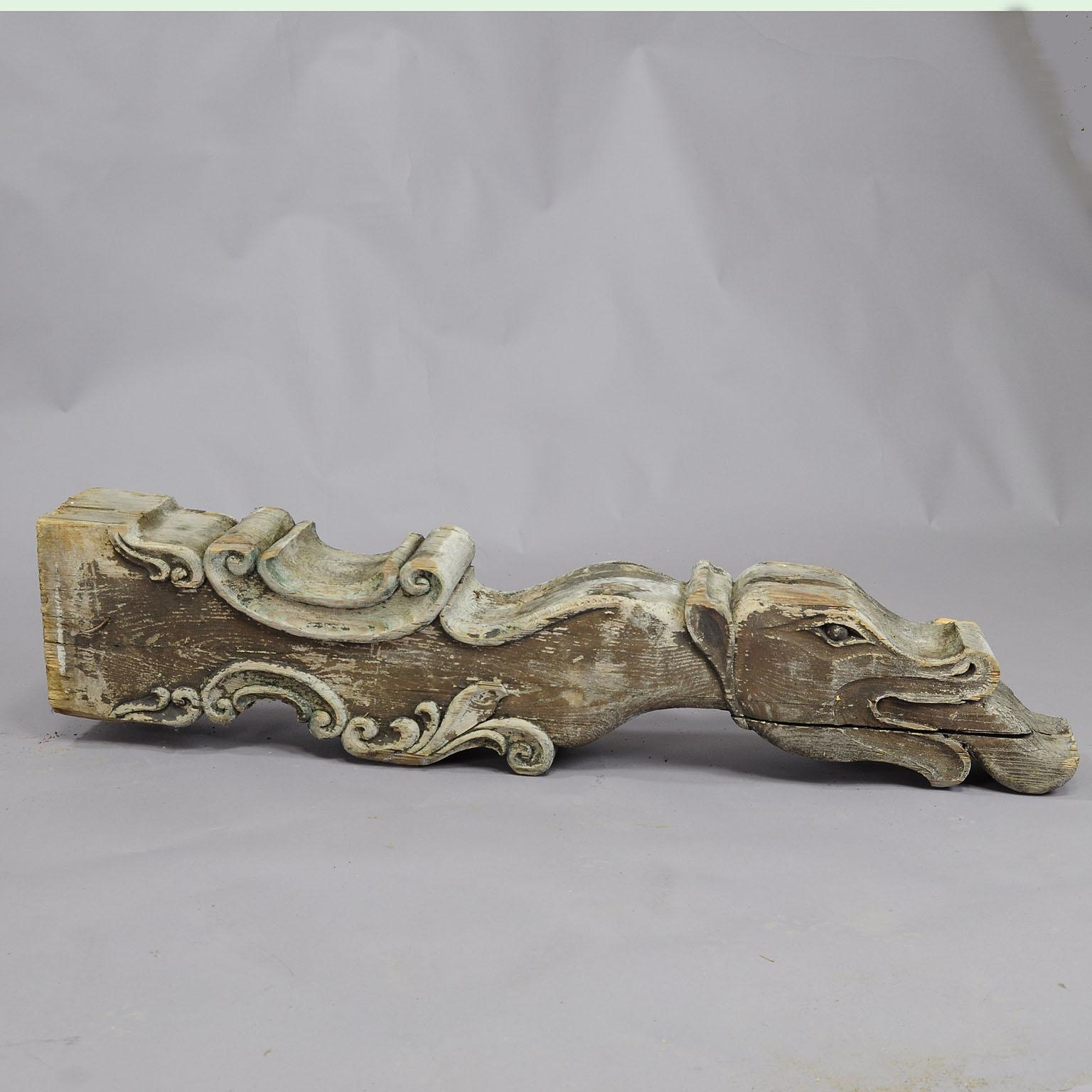 Black Forest Set of Three Historical Dragon Head Wood Beams For Sale