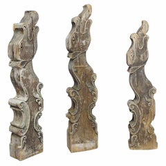 Used Set of Three Historical Dragon Head Wood Beams