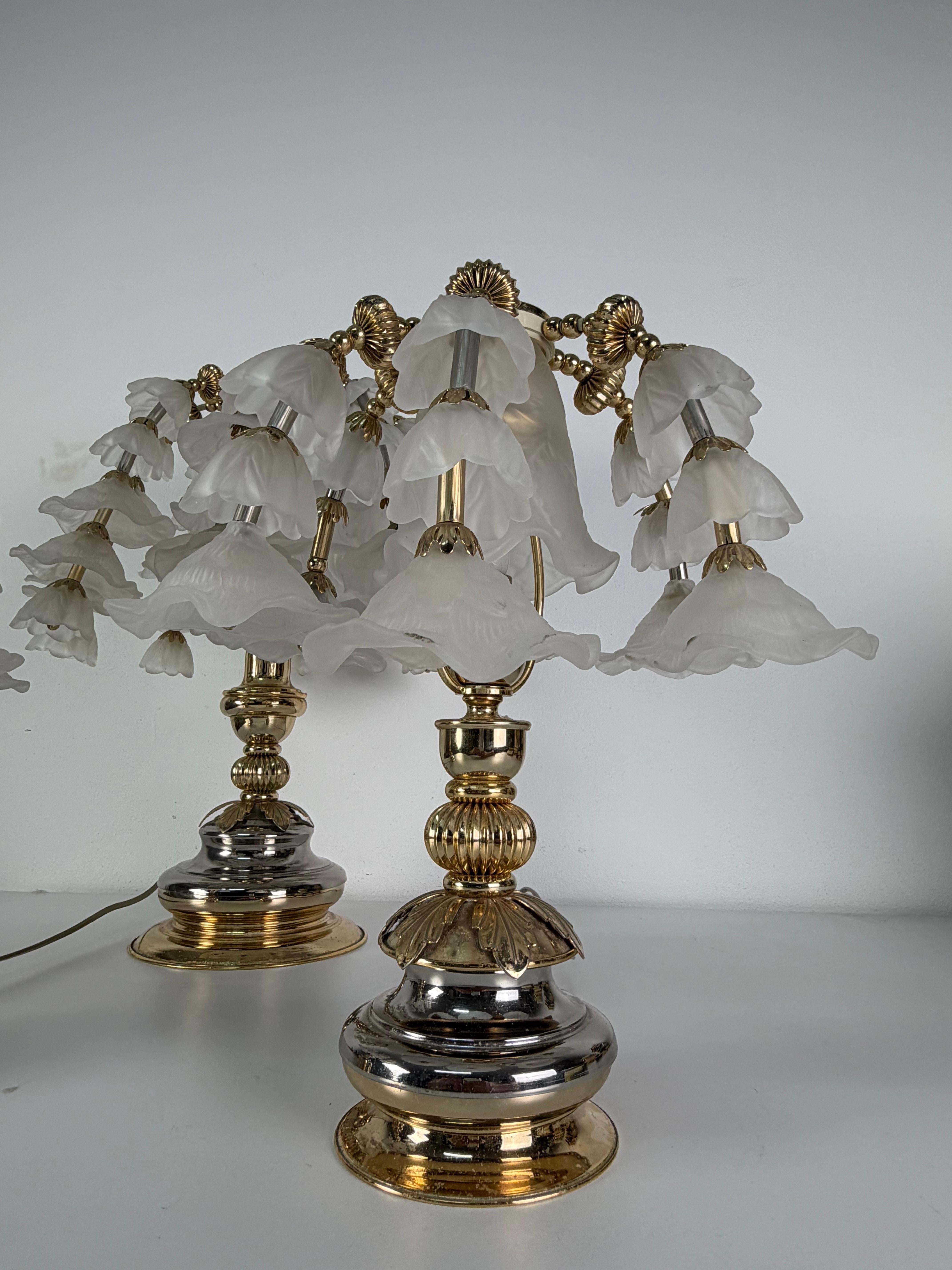 Set of three Hollywood Regency Bedroom Table Lamps, attributed to Banci, 1980s For Sale 5