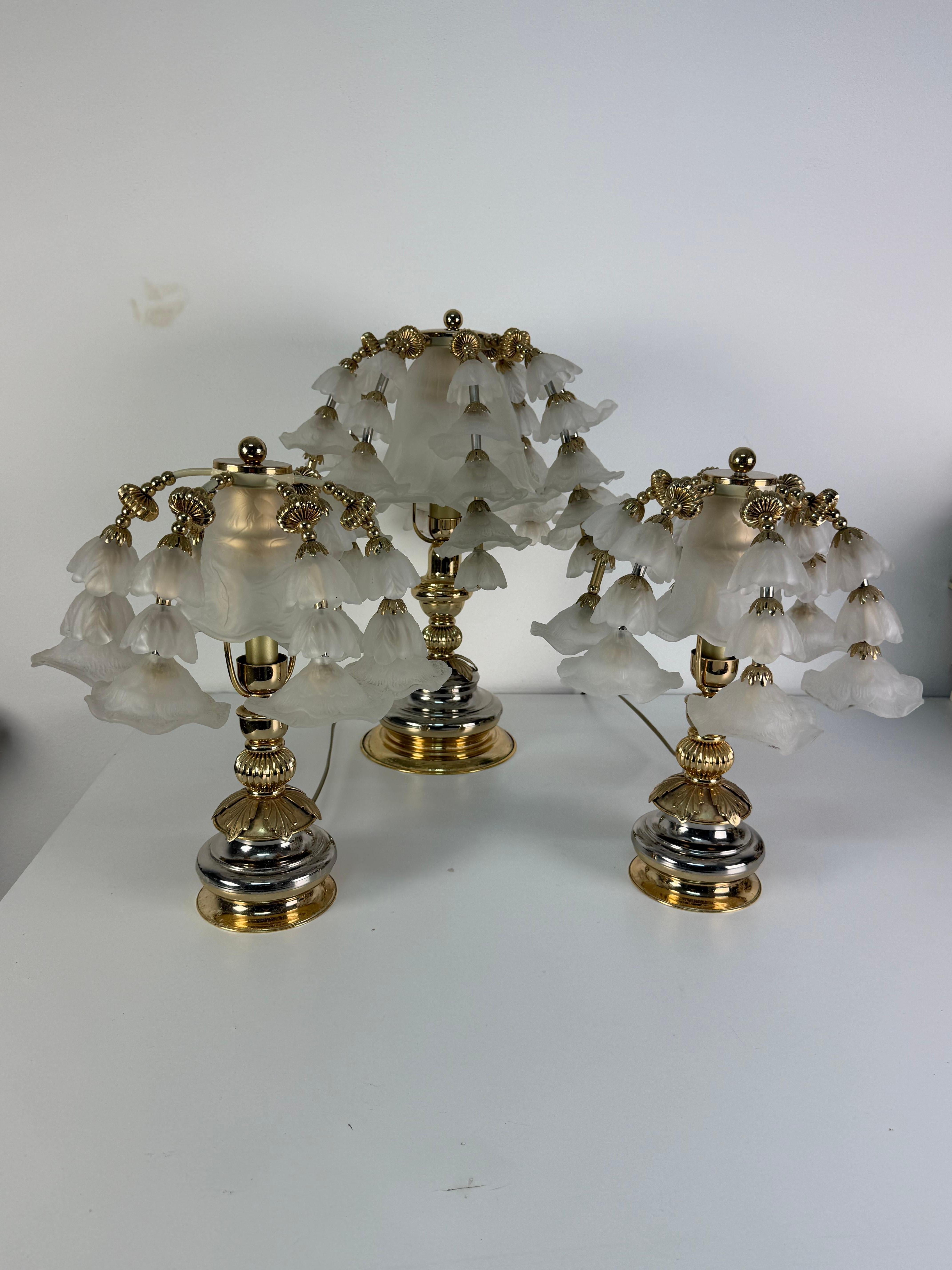 Set of three Hollywood Regency Bedroom Table Lamps, attributed to Banci, 1980s For Sale 9