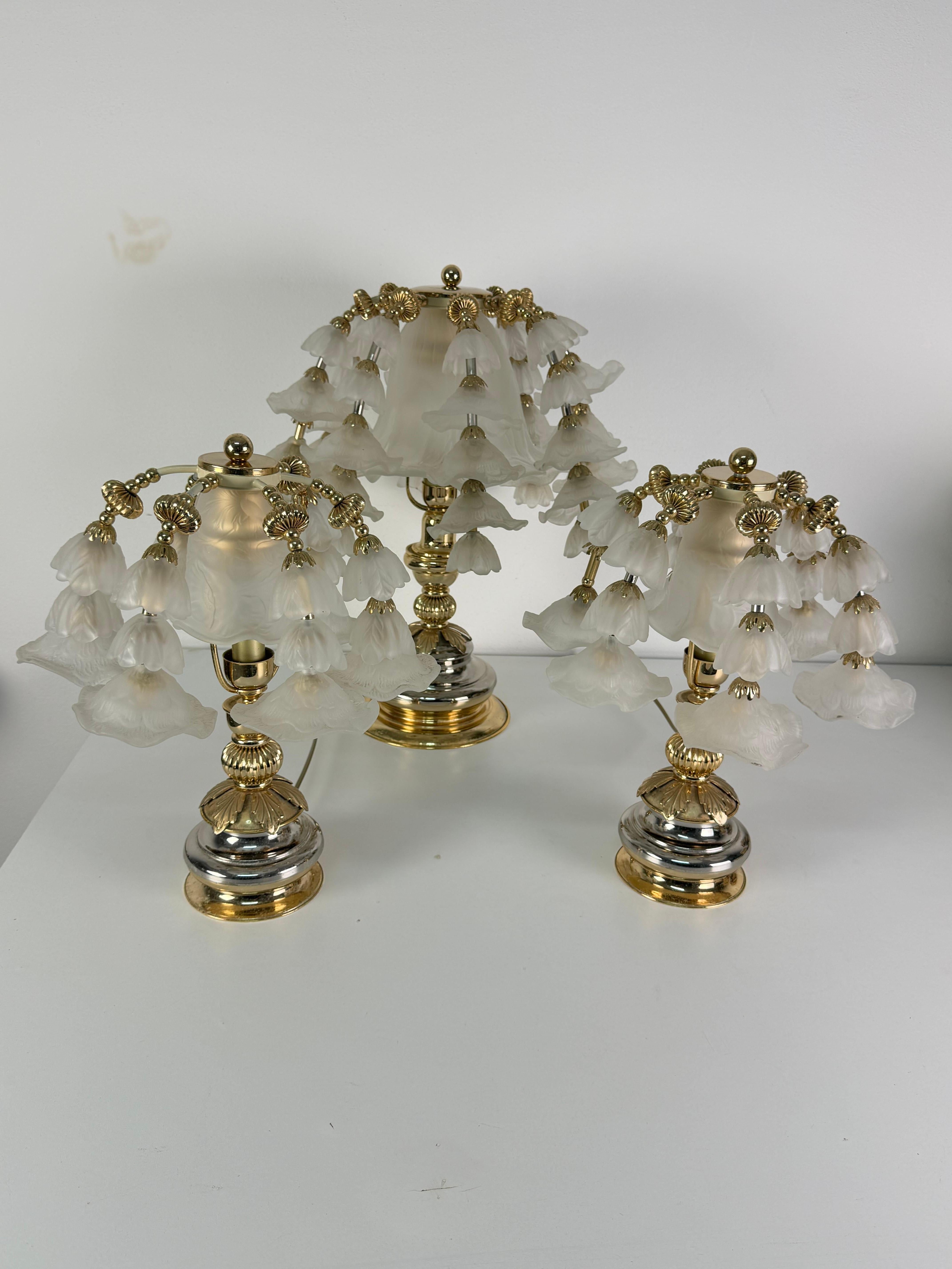 Set of three Hollywood Regency Bedroom Table Lamps, attributed to Banci, 1980s For Sale 10