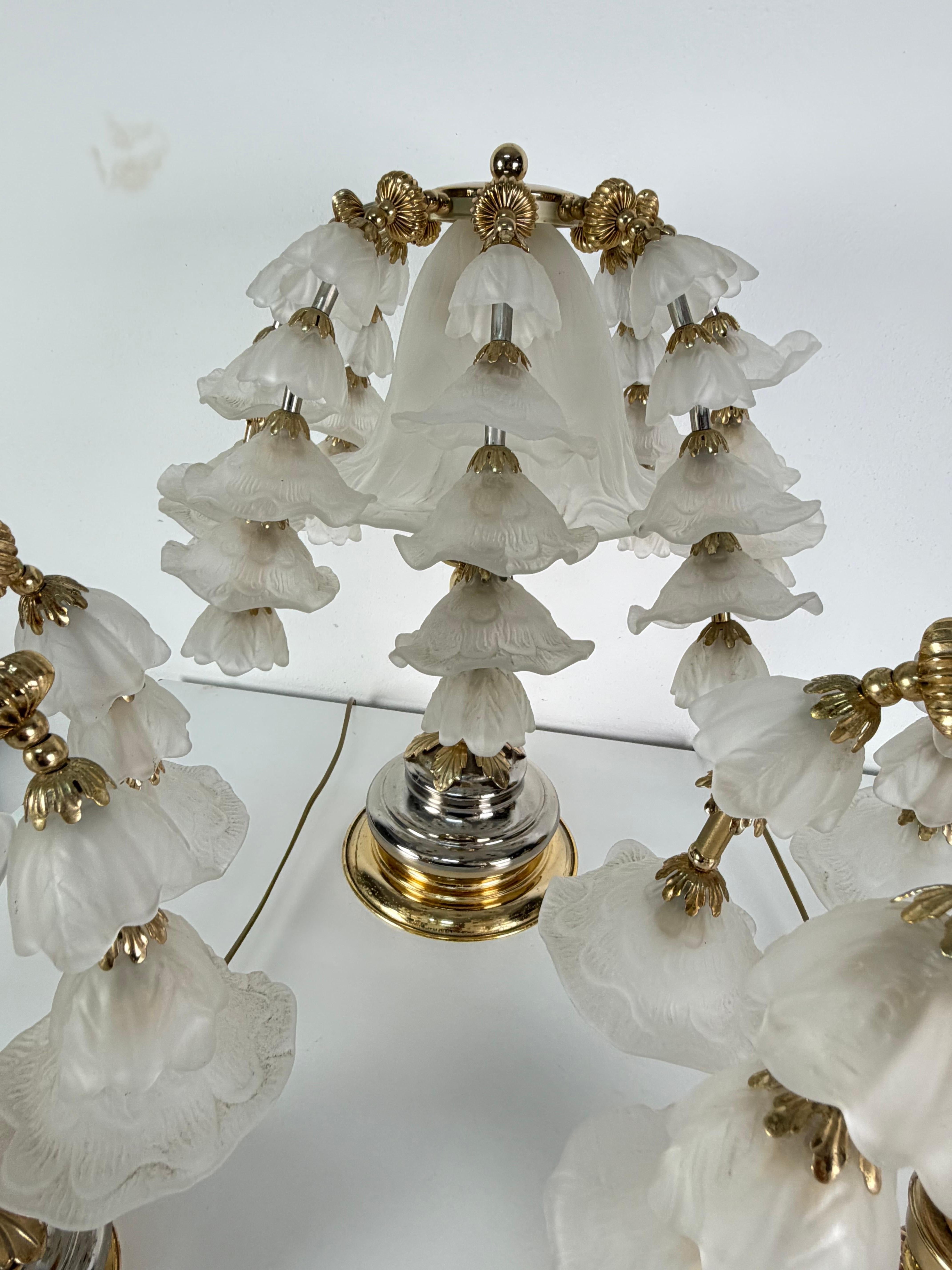 Set of three Hollywood Regency Bedroom Table Lamps, attributed to Banci, 1980s In Good Condition For Sale In Palermo, IT