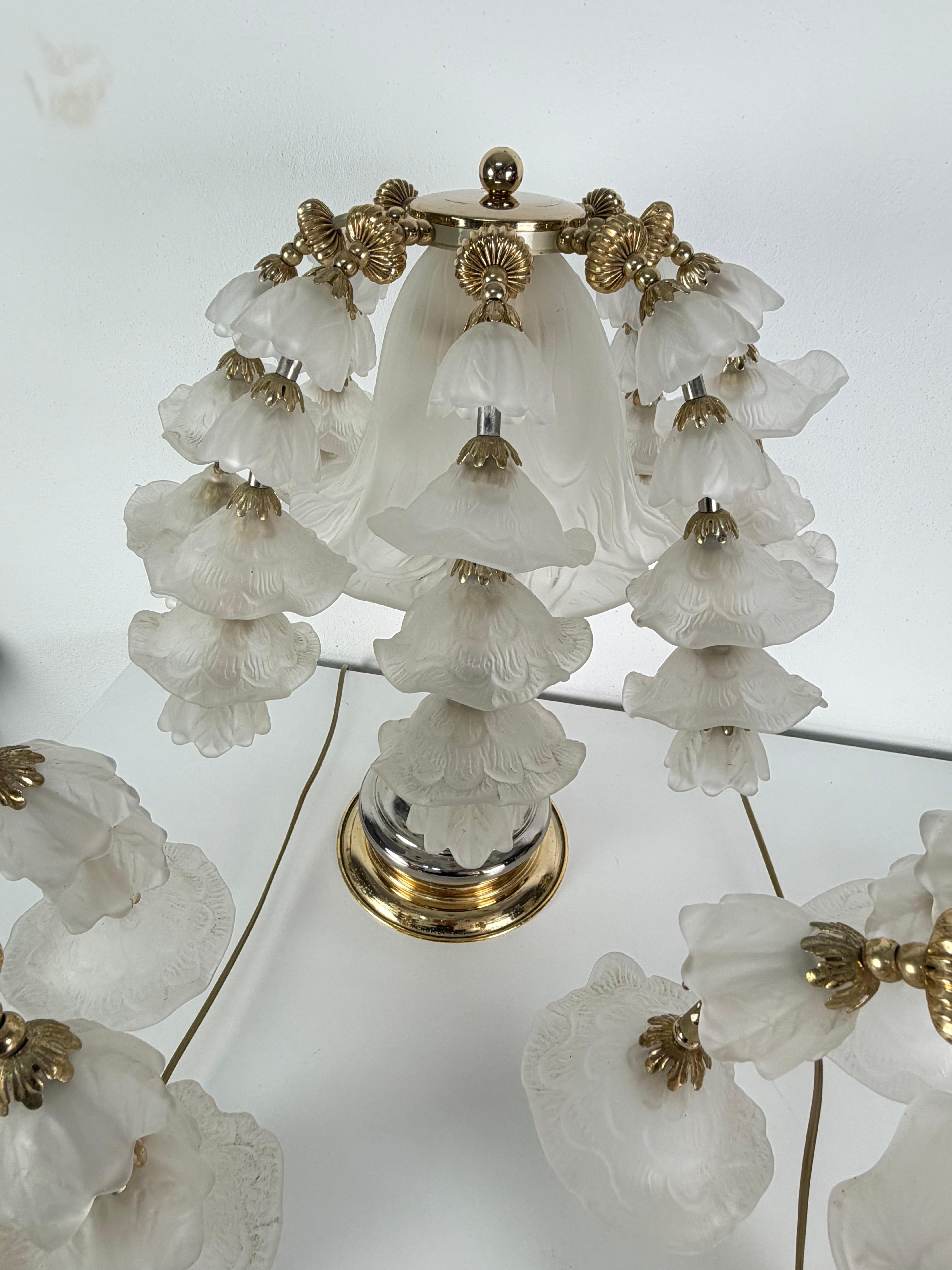 Late 20th Century Set of three Hollywood Regency Bedroom Table Lamps, attributed to Banci, 1980s For Sale