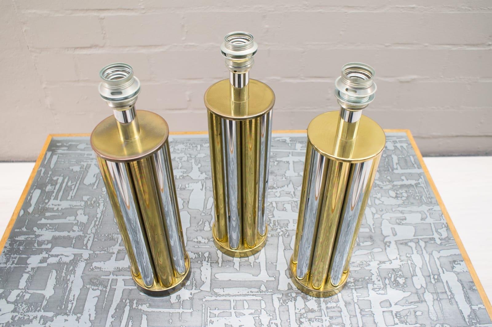 Set of Three Hollywood Regency Bicolor Table Lamps by Leola, Germany, 1970s In Good Condition For Sale In Nürnberg, Bayern