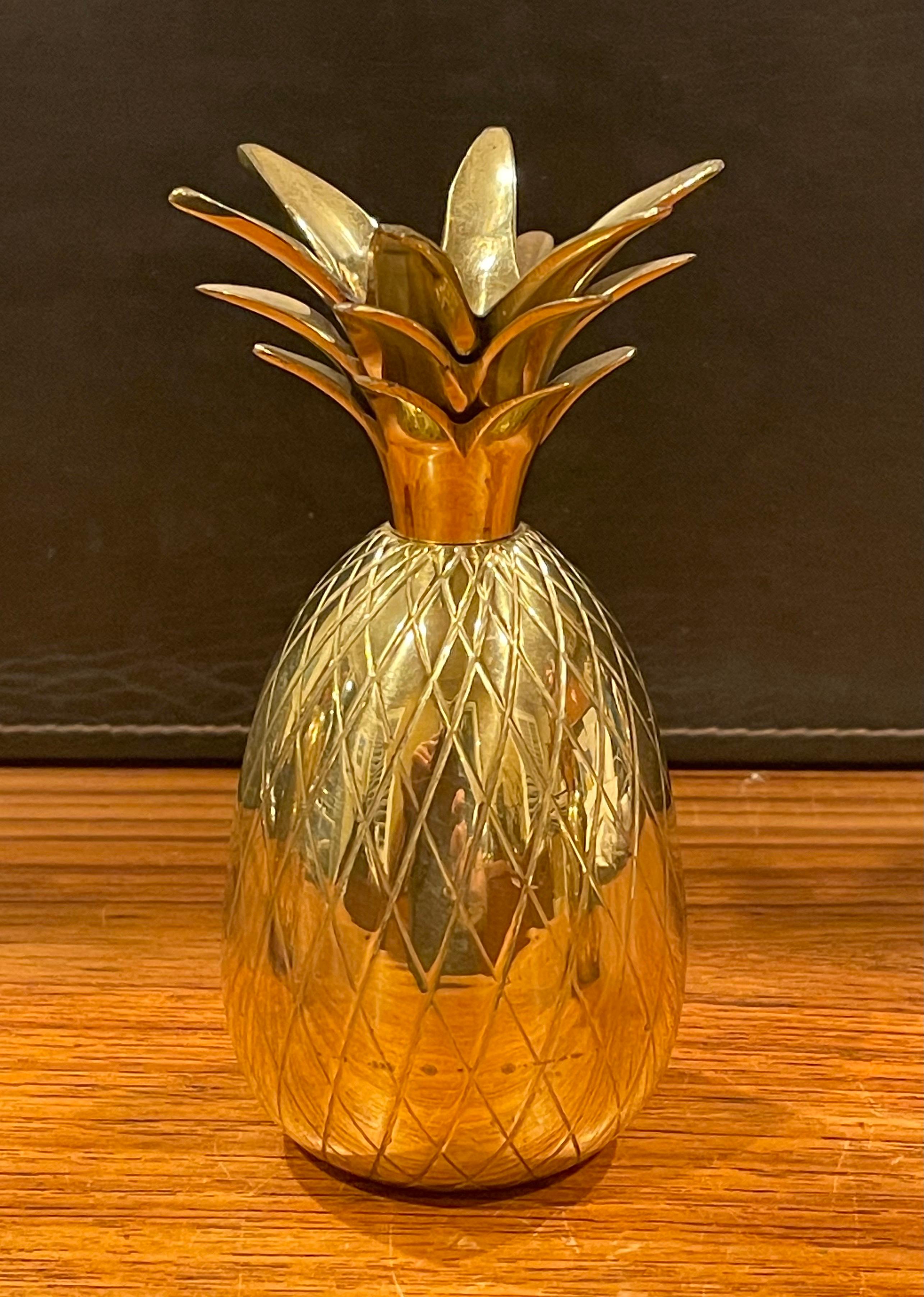 20th Century Set of Three Hollywood Regency Brass Pineapple Candle Holders