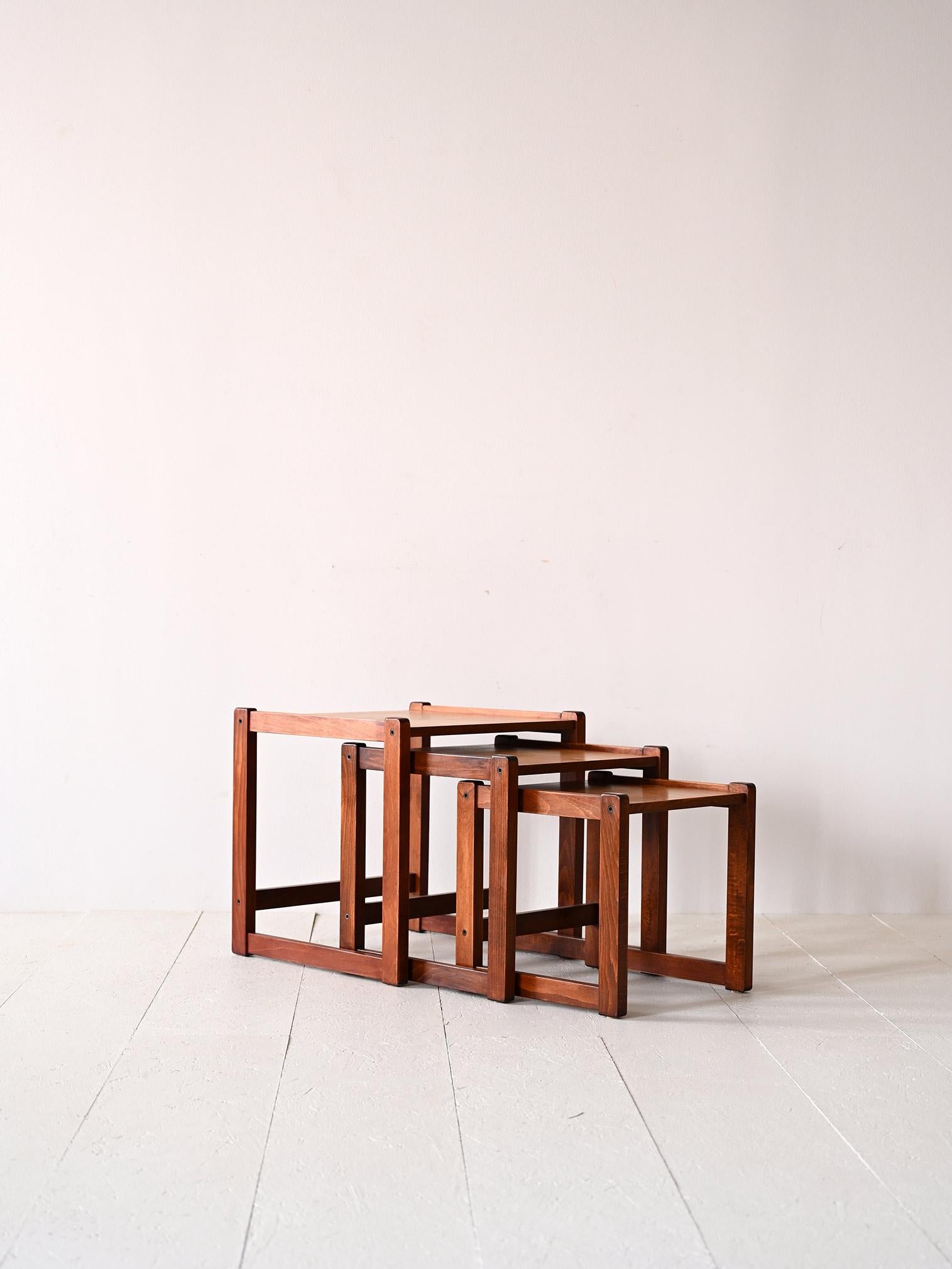 Scandinavian Modern Set of three honeycomb coffee tables
