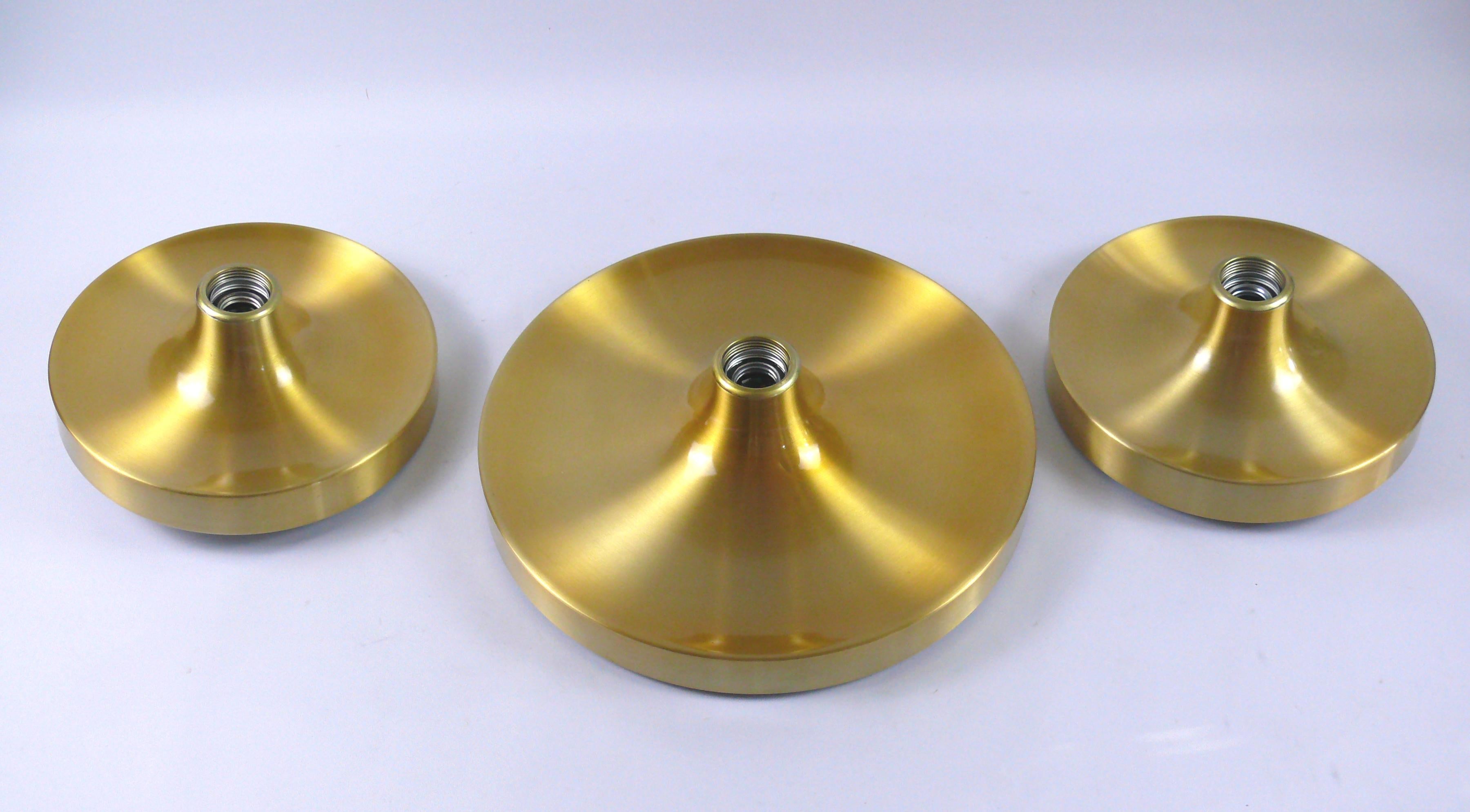 German Set Of Three Honsel Space Age Wall Lights, Disc Lamps, Scones, 1960s