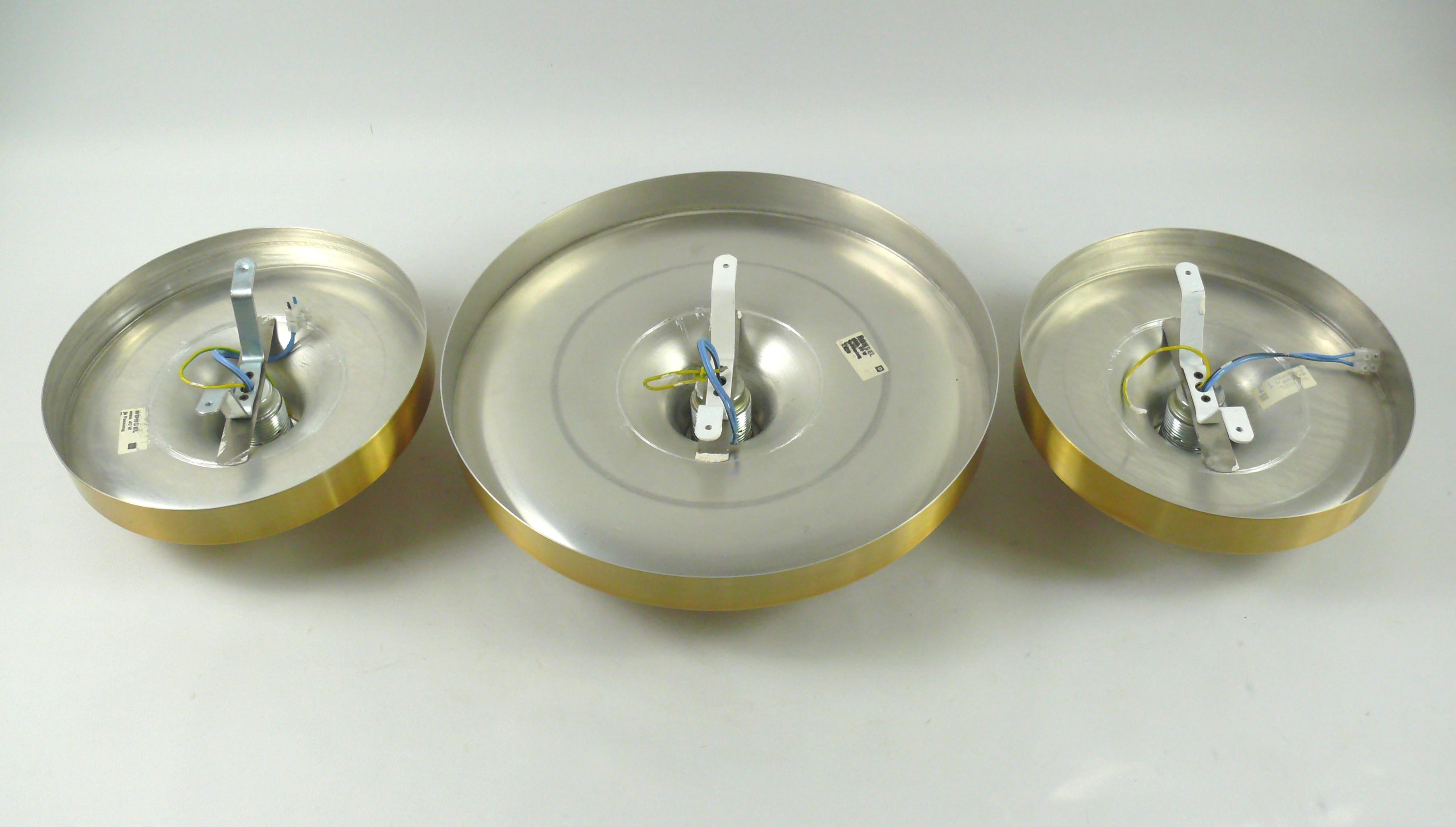 Set Of Three Honsel Space Age Wall Lights, Disc Lamps, Scones, 1960s In Good Condition In Schwerin, MV