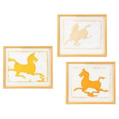 Set of Three Horse Paintings by Mary Sprague, 1988