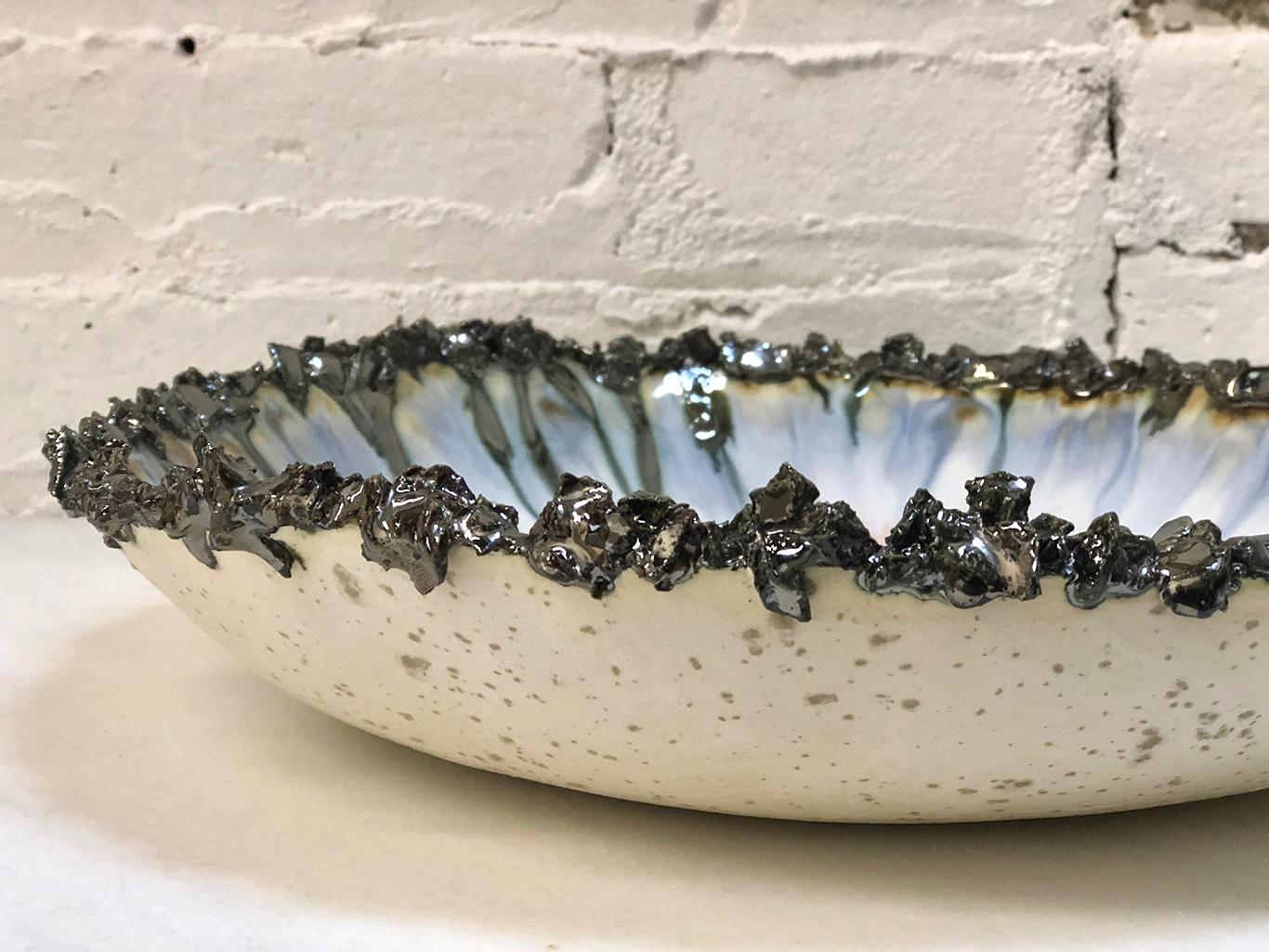 Set of Three Iceland Bowls with Silver Crust by Minh Singer In New Condition For Sale In Brooklyn, NY
