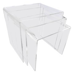 Vintage Set of Three Iconic Midcentury Lucite Acrylic Waterfall Nesting Tables