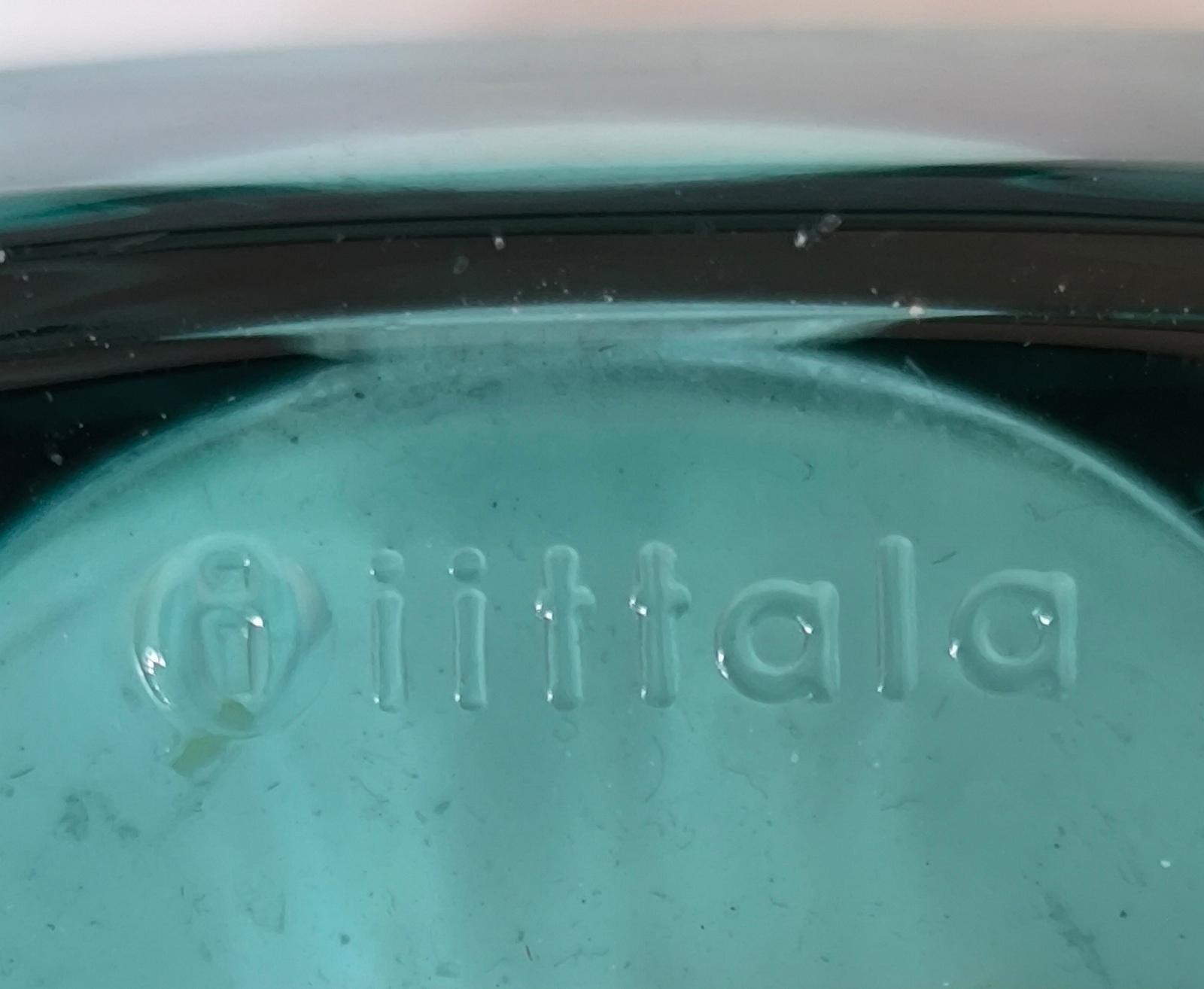 Set of Three Iittala Candle Holders, Votives, Sea-blue Crystal For Sale 3