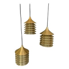 Set of Three Ikea "Duett" Brass Hanging Lights, Bent Boysen, Ikea 1970s, Sweden