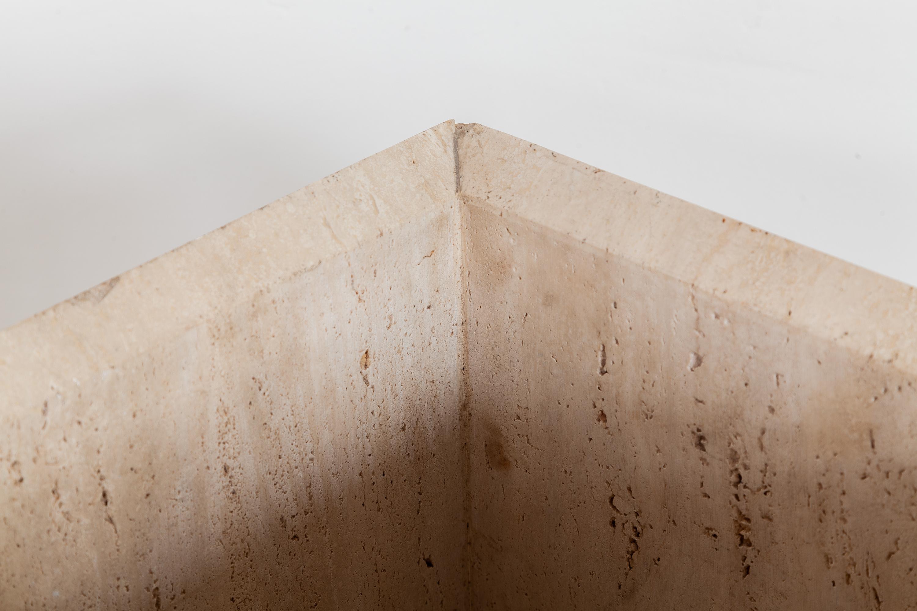 Hand-Crafted Set of Three Indoor Travertine Planters, Italy, 1970s