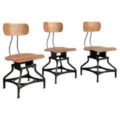 Ensemble de trois chaises de magasin industrielles réglables par Toledo Metal Furniture Co.