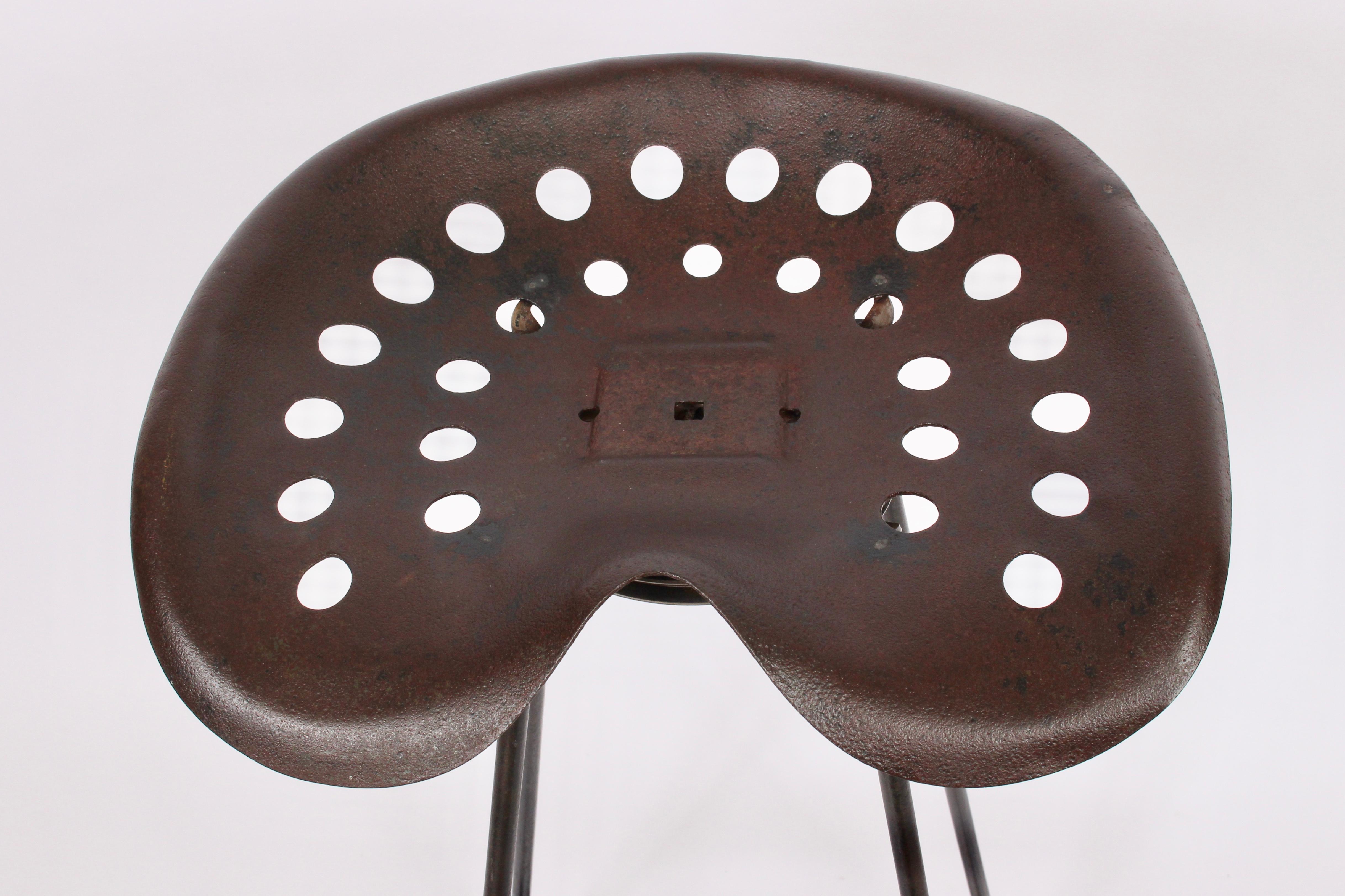 20th Century Set of Three Industrial Modern Tractor Seat Swivel Stools, 1950s