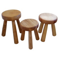 Set of Three Ingvar Hildingsson Stools, circa 1980, in Different Wood