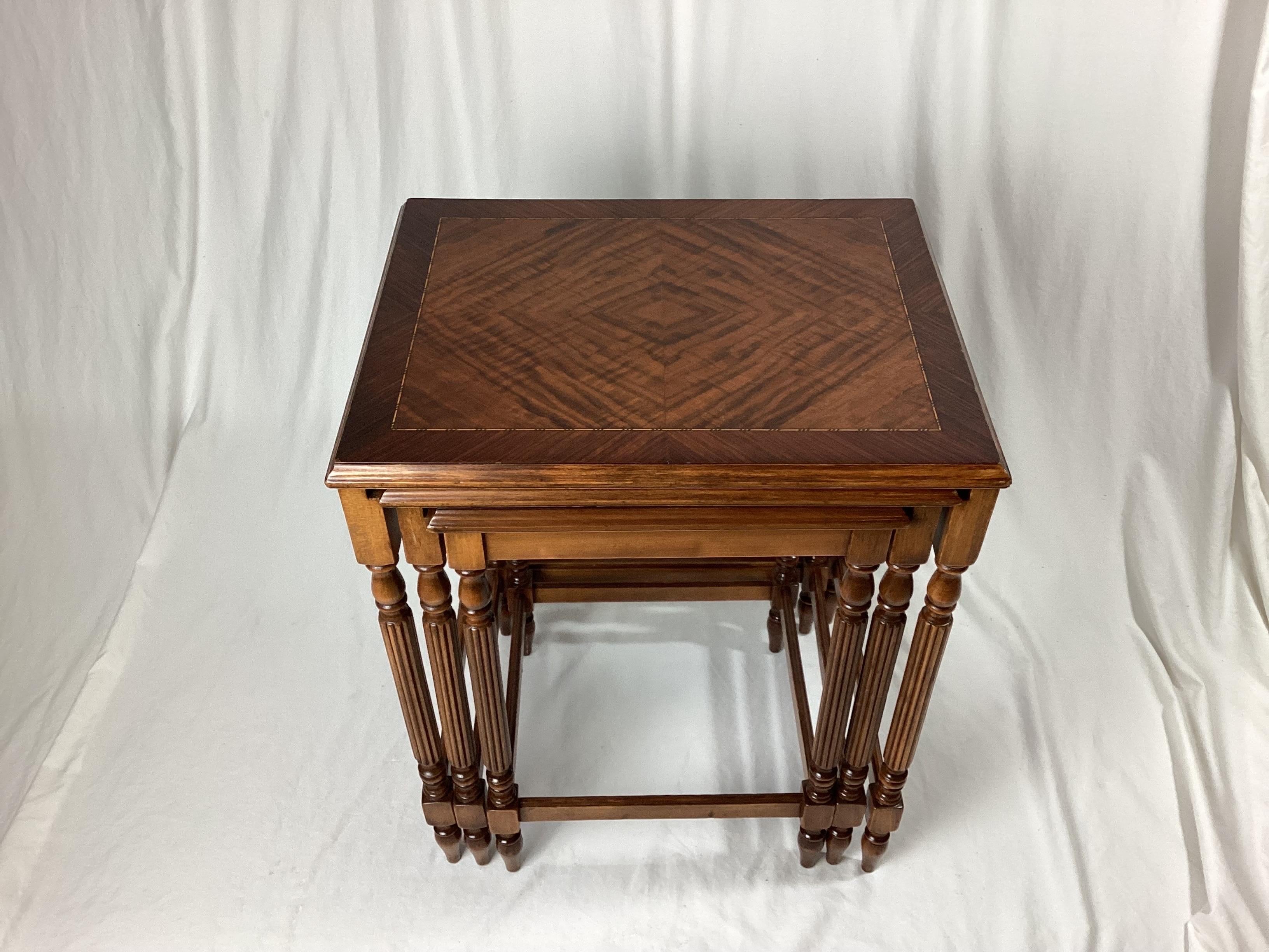 Set of Three Inlaid Nesting End Side Tables For Sale 3