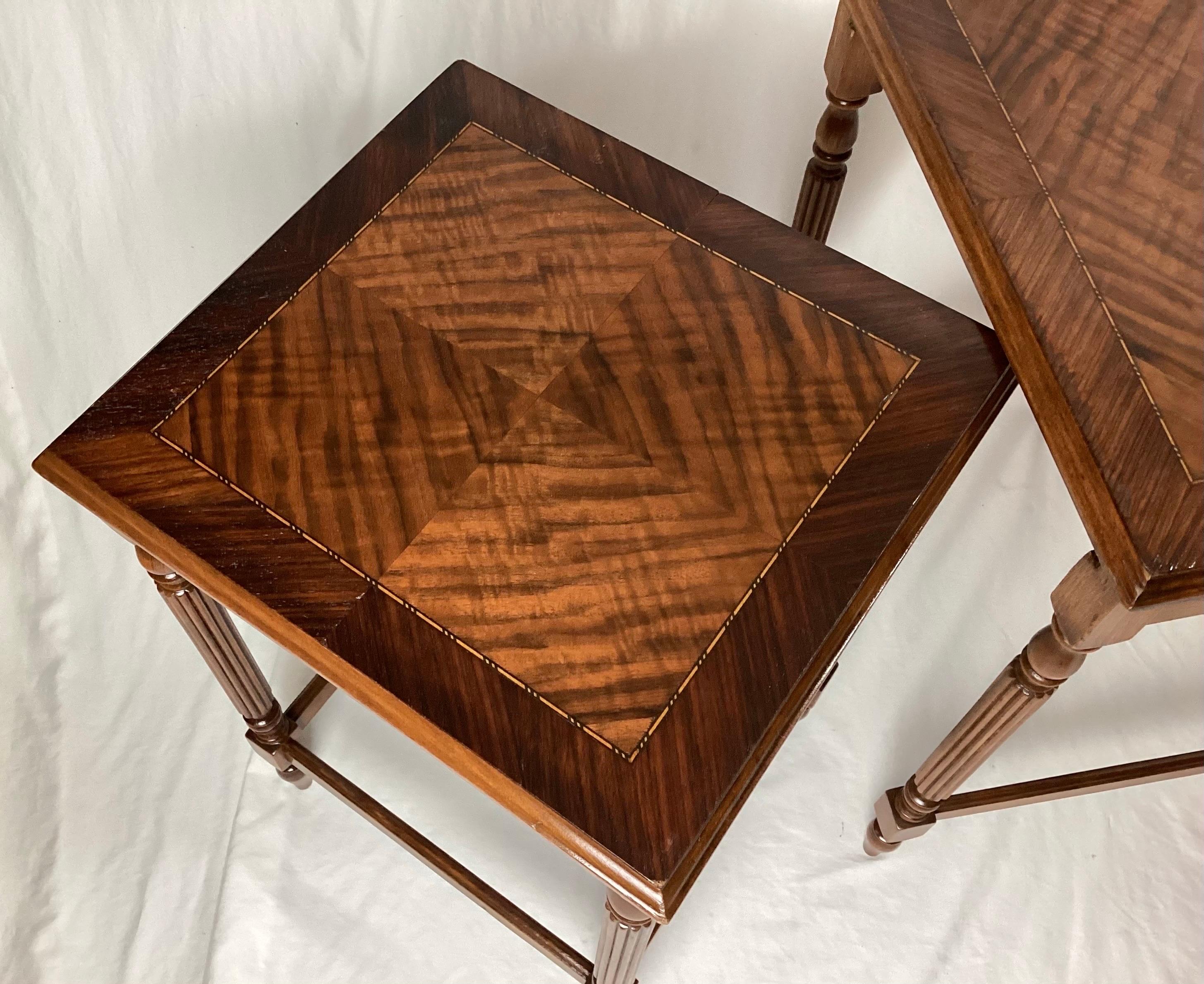 20th Century Set of Three Inlaid Nesting End Side Tables For Sale