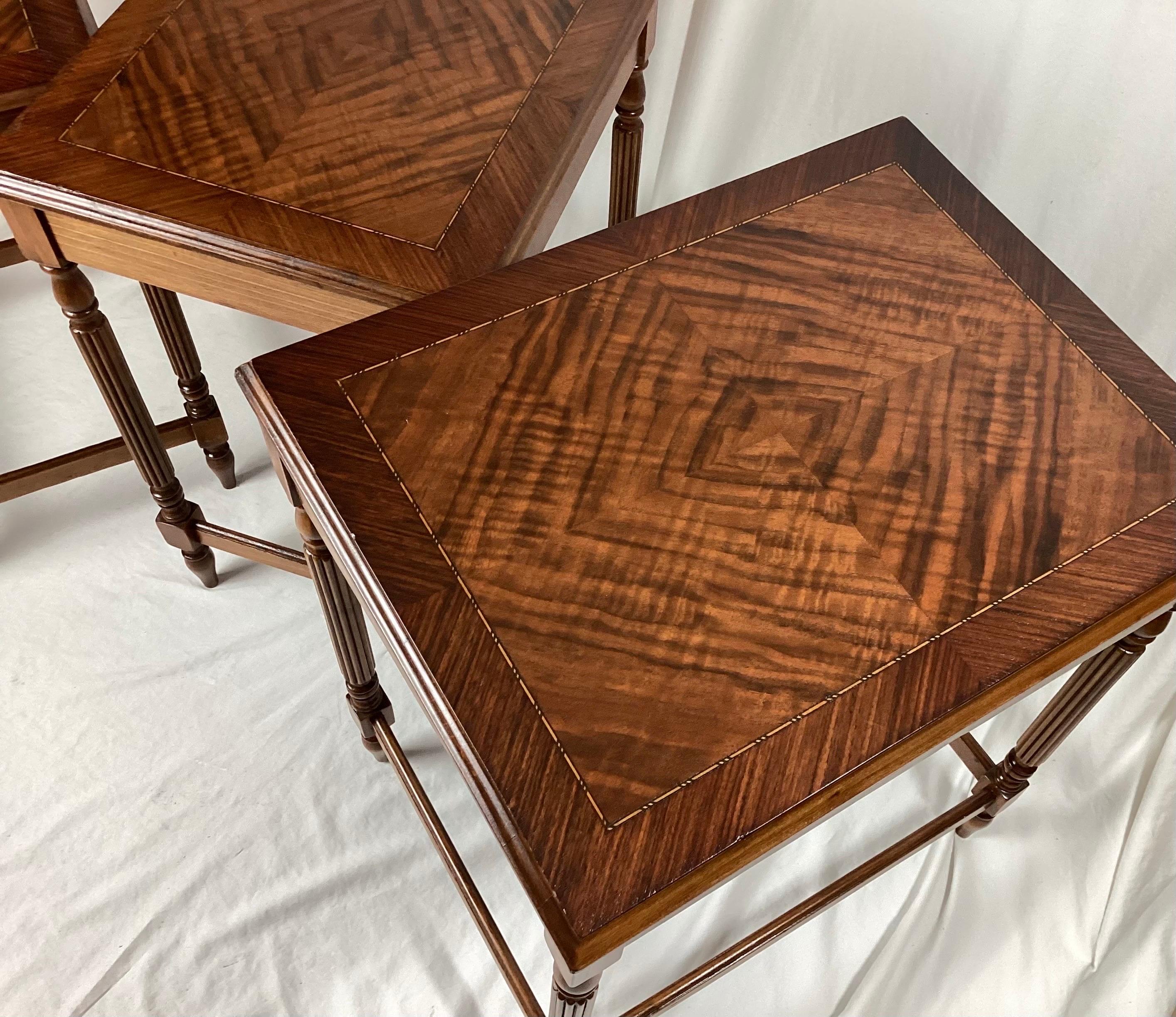 Set of Three Inlaid Nesting End Side Tables For Sale 1