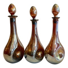 Set of Three Iridescent Glass Bottles, Sold Individually