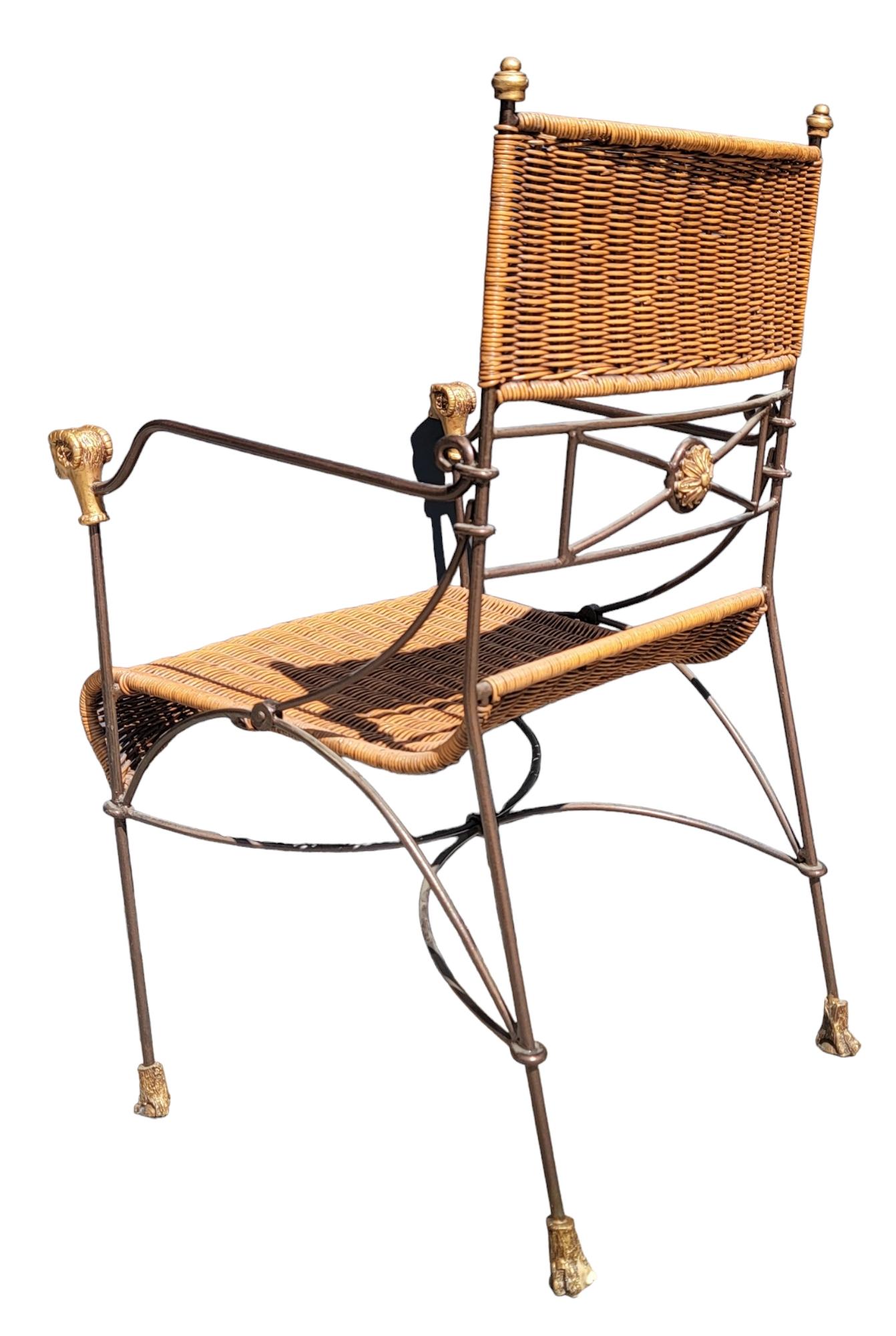 Set aus drei Sesseln und Stühlen aus Eisen und Korbweide von Giacometti  im Angebot 1