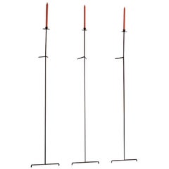 Set of Three Iron Wall Leaning Candlesticks, Contemporary