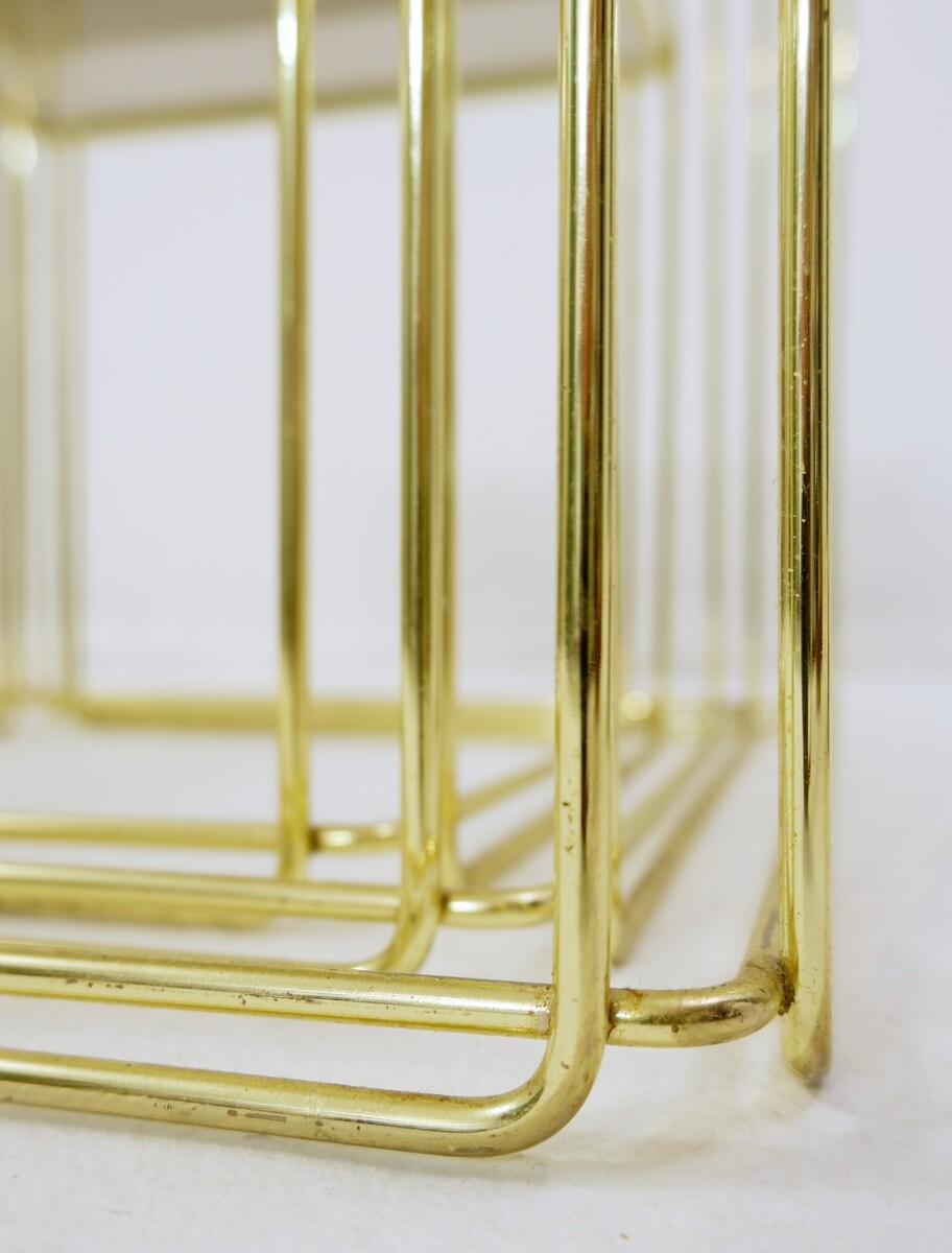European Set of Three ‘Isocèle’ Gold Nesting Tables by Max Sauze in for Atrow, 1970s
