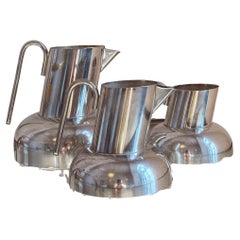 Set di tre brocche da caffè Itaian 1960 placcate in argento