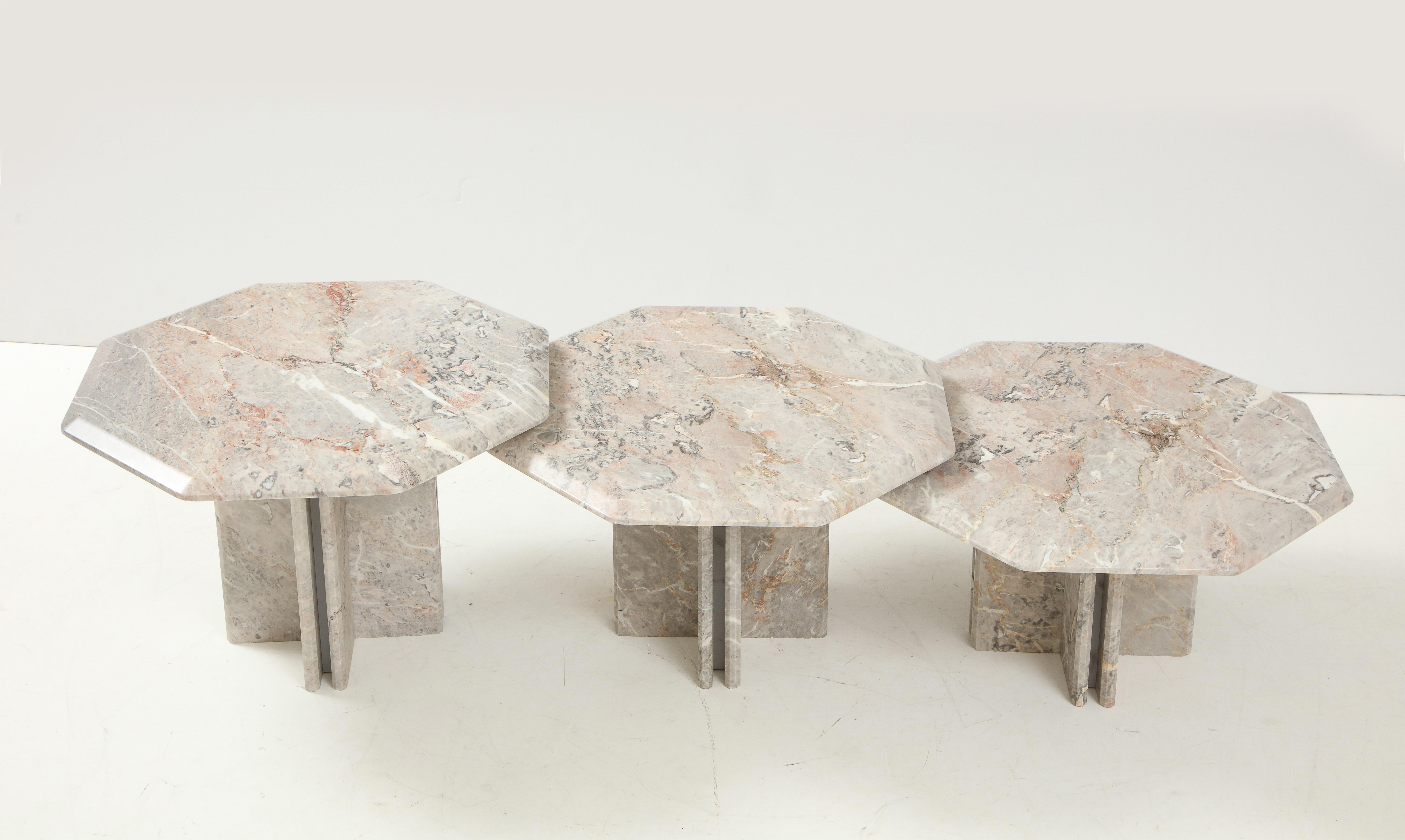 Set of Three Italian 1970's Marble Nesting Coffee Tables In Good Condition In New York, NY