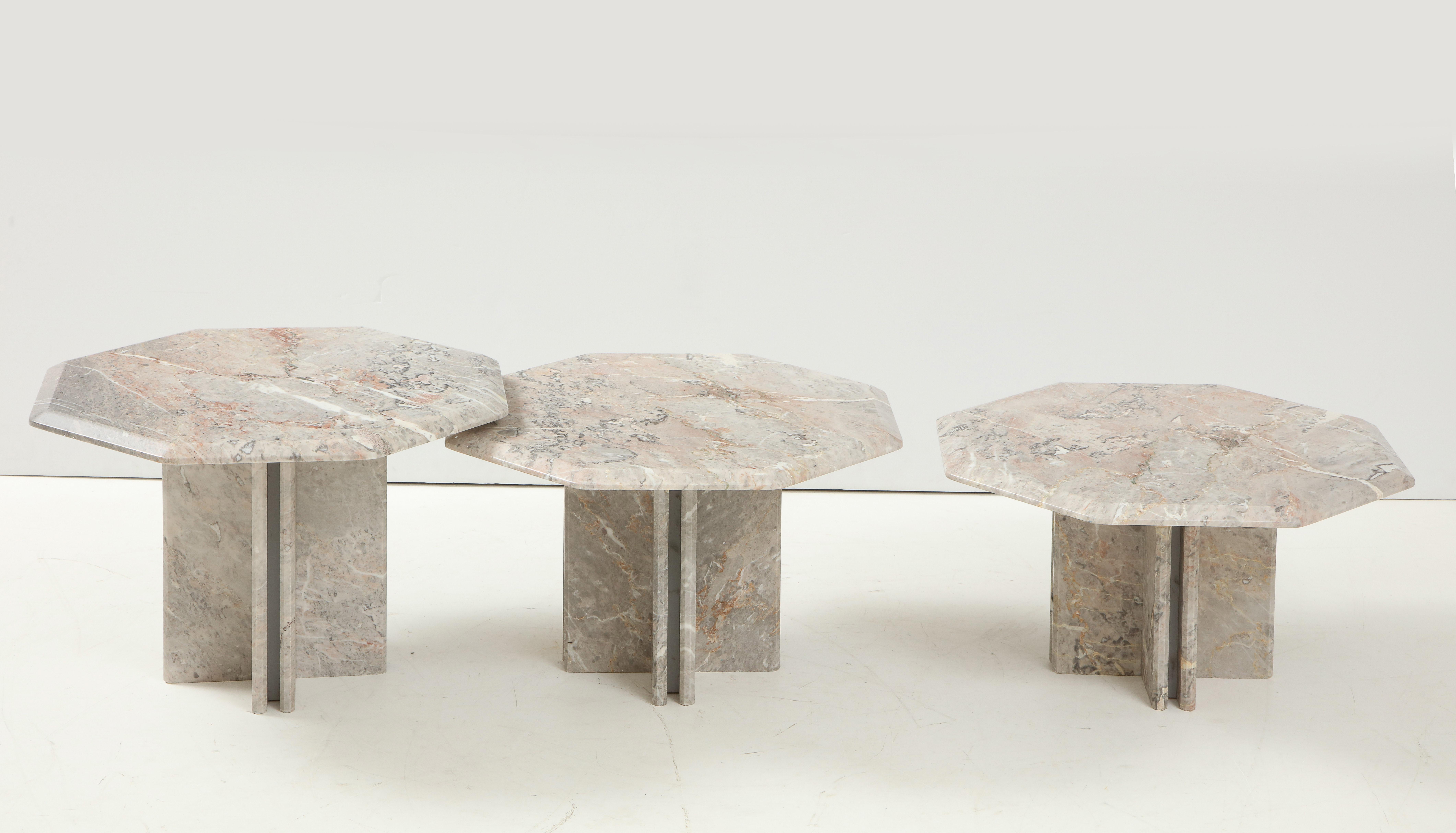 Late 20th Century Set of Three Italian 1970's Marble Nesting Coffee Tables