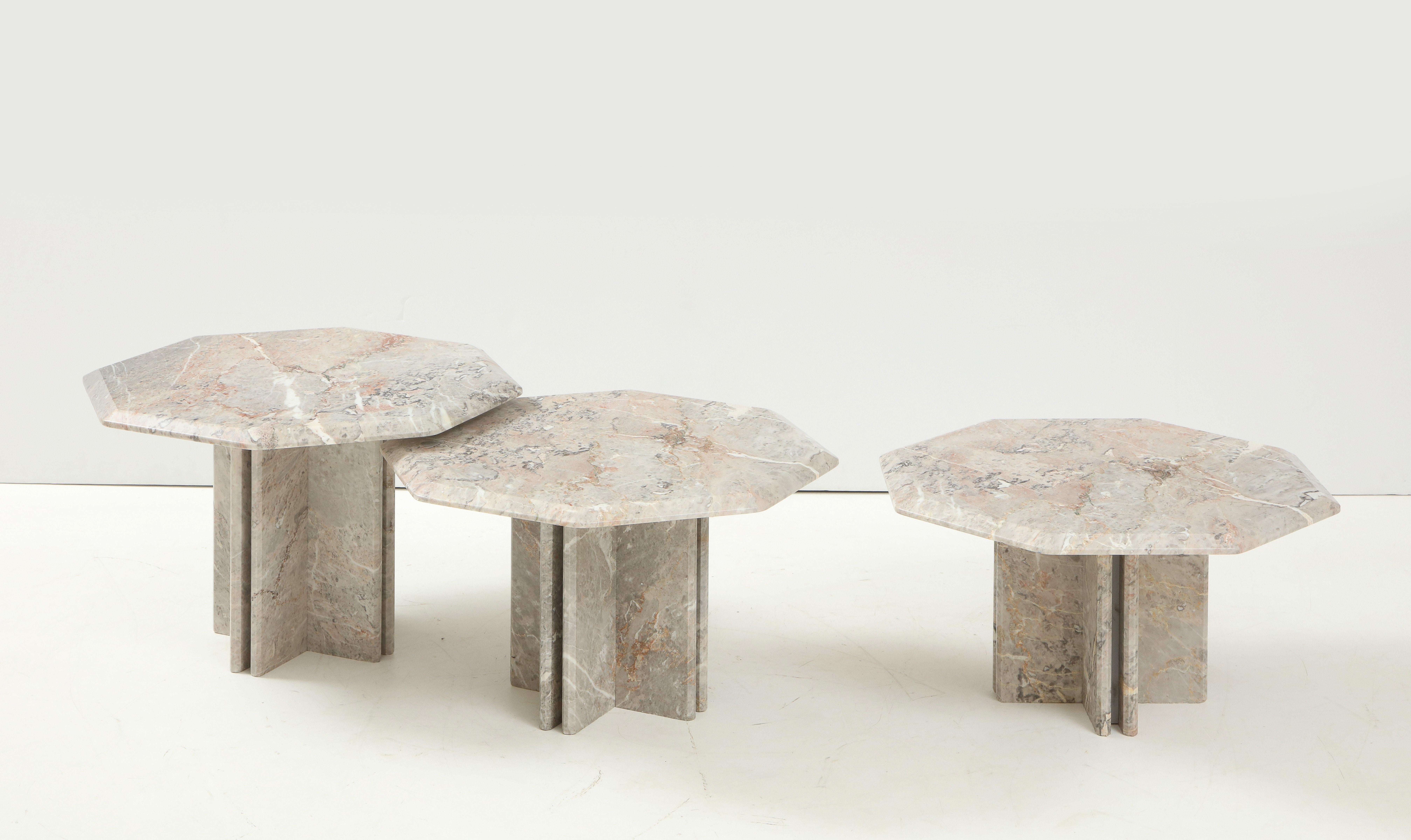Set of Three Italian 1970's Marble Nesting Coffee Tables 1