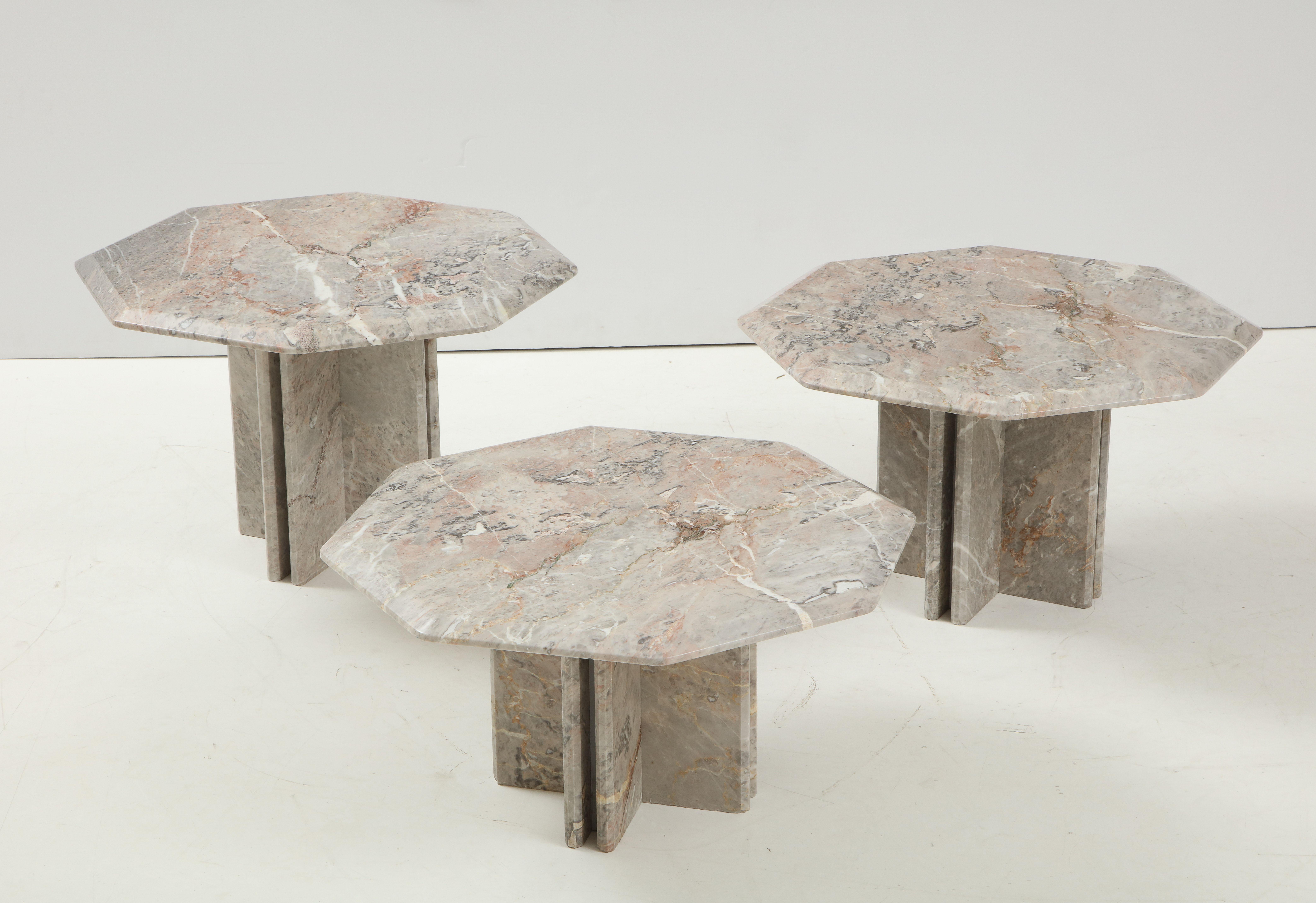 Set of Three Italian 1970's Marble Nesting Coffee Tables 4