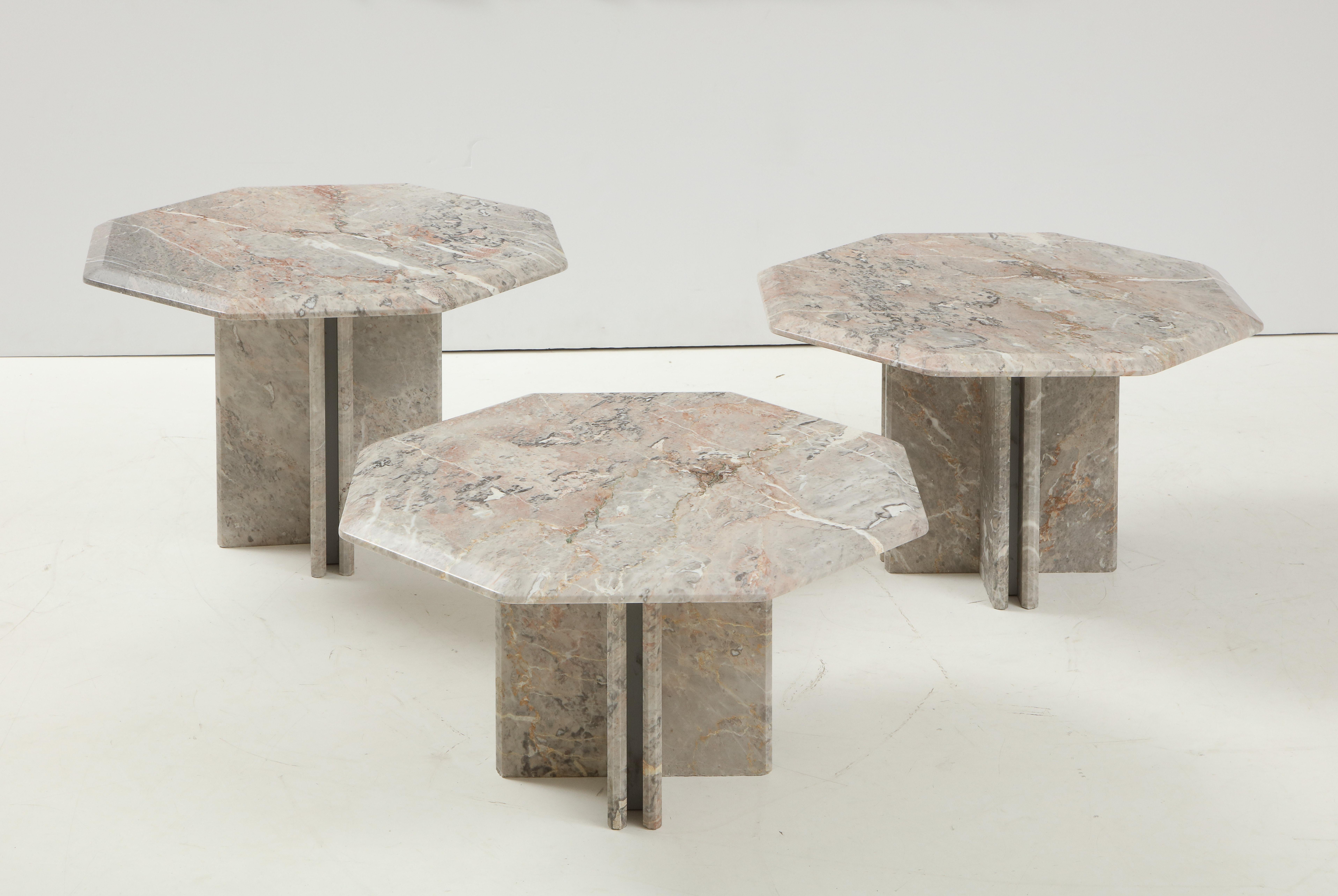 Set of Three Italian 1970's Marble Nesting Coffee Tables 5