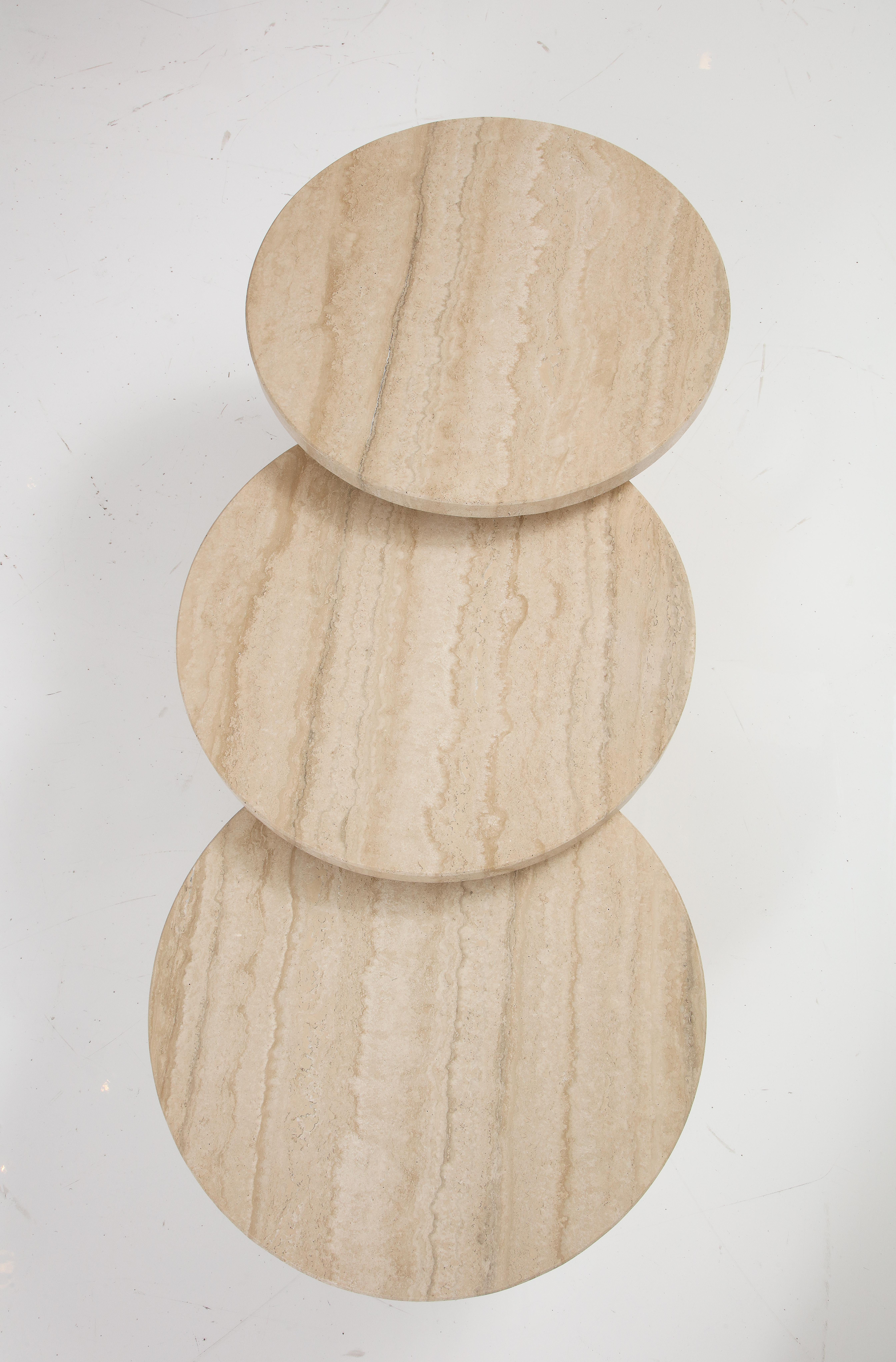 Set of Three Italian 1970's Travertine Coffee or Side Tables 8