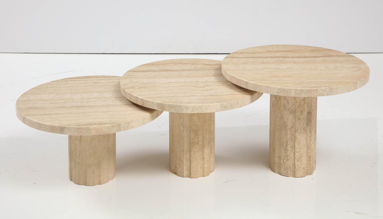 Set of Three Italian 1970's Travertine Coffee or Side Tables For Sale 9