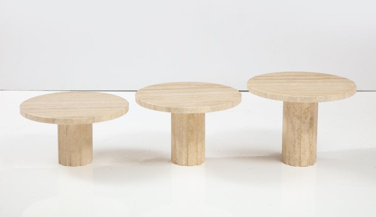 Late 20th Century Set of Three Italian 1970's Travertine Coffee or Side Tables For Sale