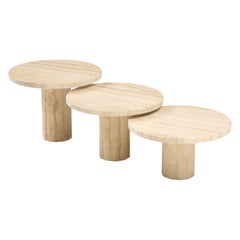 Set of Three Italian 1970's Travertine Coffee or Side Tables