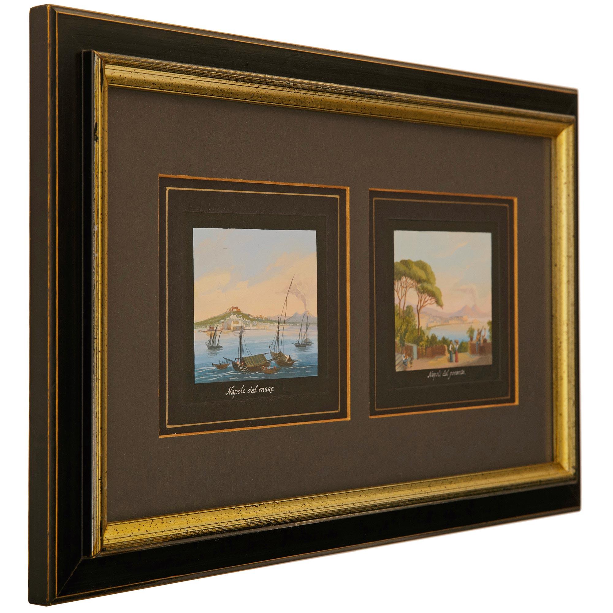 Ensemble de trois peintures italiennes du 20e siècle à la gouache de Naples, par Ramponi Renato Bon état - En vente à West Palm Beach, FL