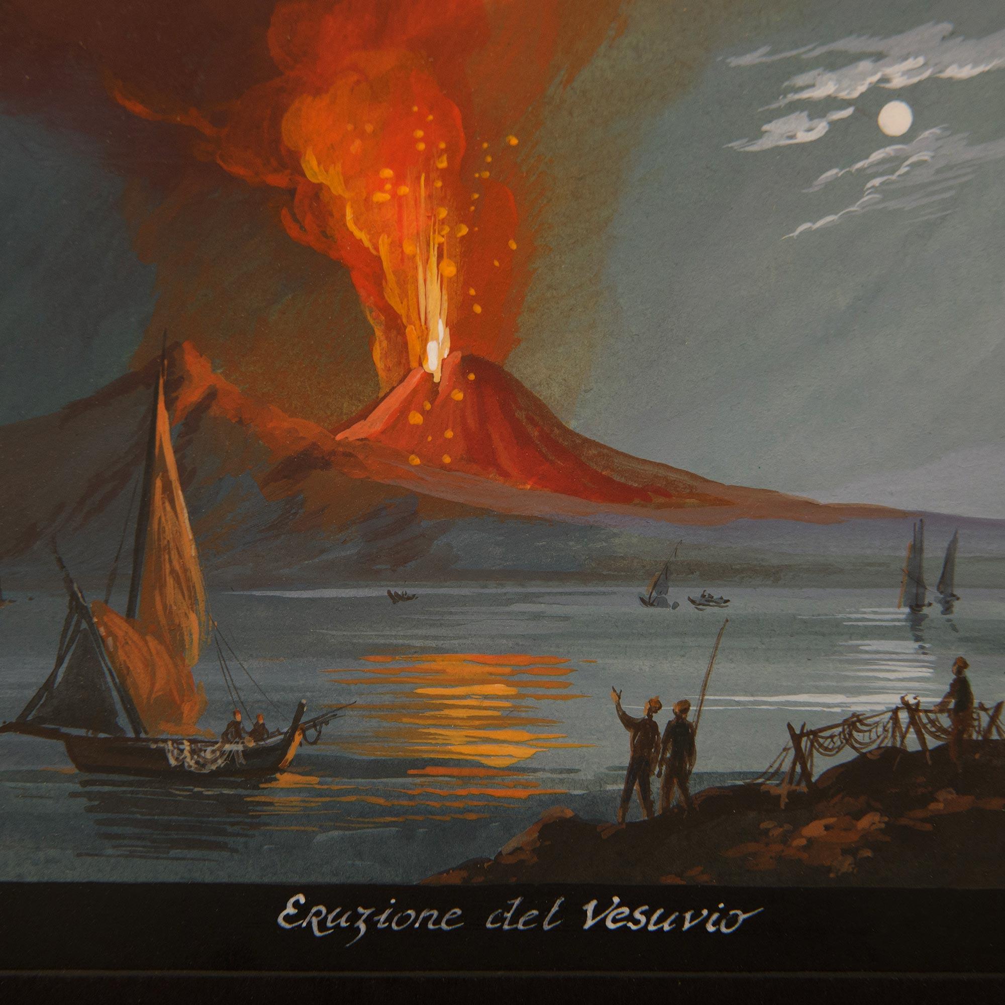 Ensemble de trois peintures italiennes du 20e siècle à la gouache de Naples, par Ramponi Renato en vente 2