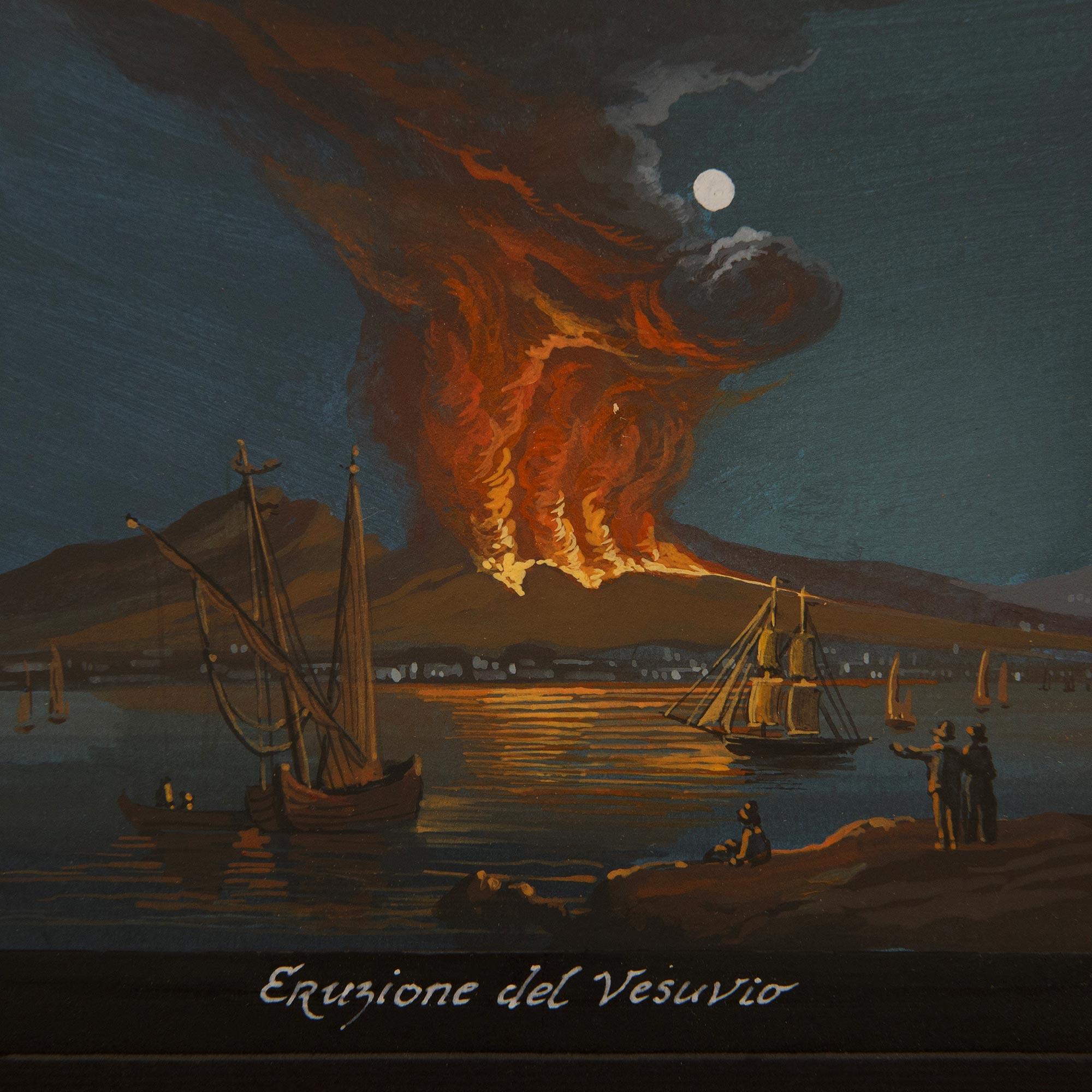 Ensemble de trois peintures italiennes du 20e siècle à la gouache de Naples, par Ramponi Renato en vente 3