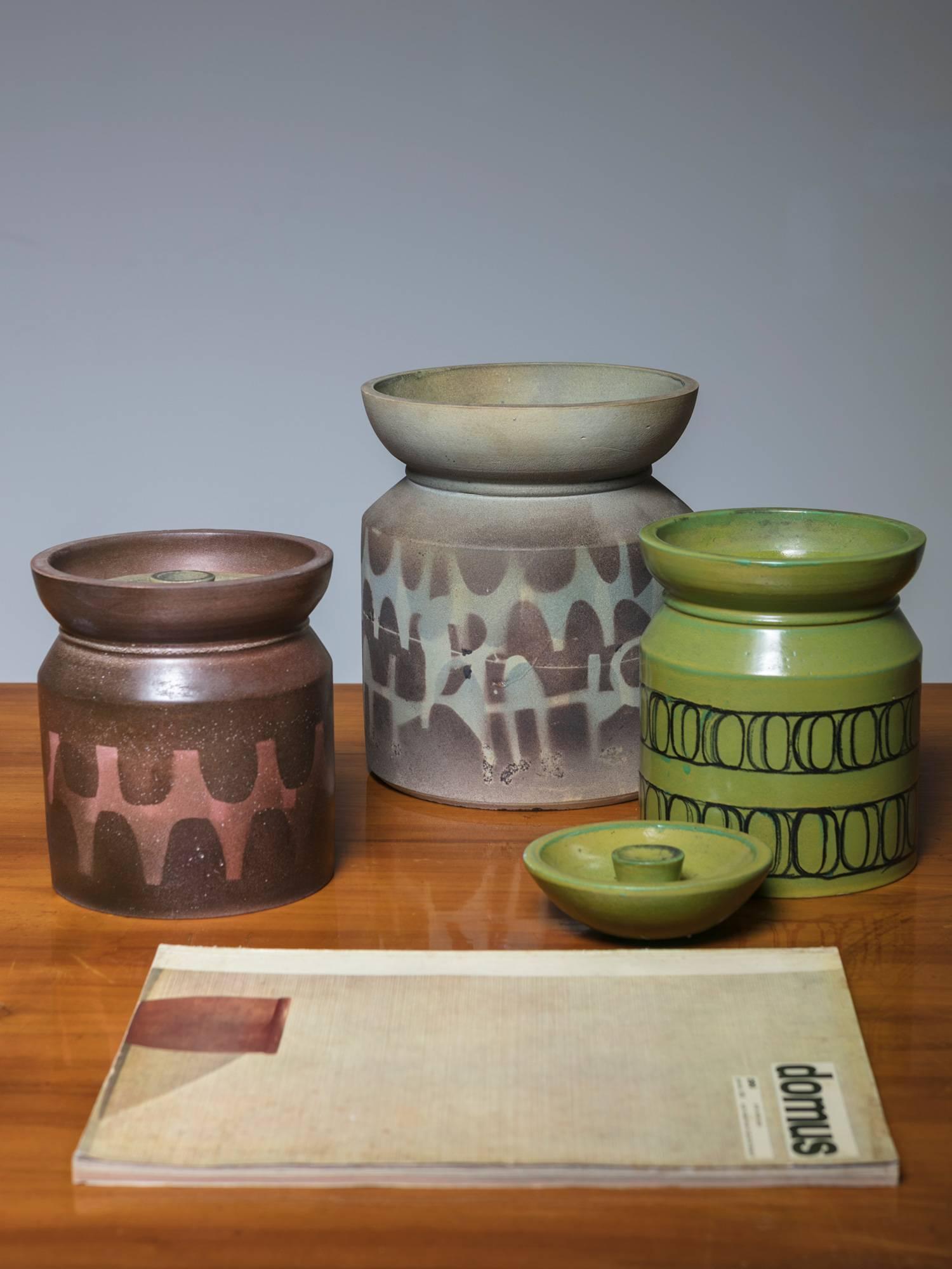 Set of Three Ceramic Vases, Italy, 1960s In Good Condition For Sale In Milan, IT