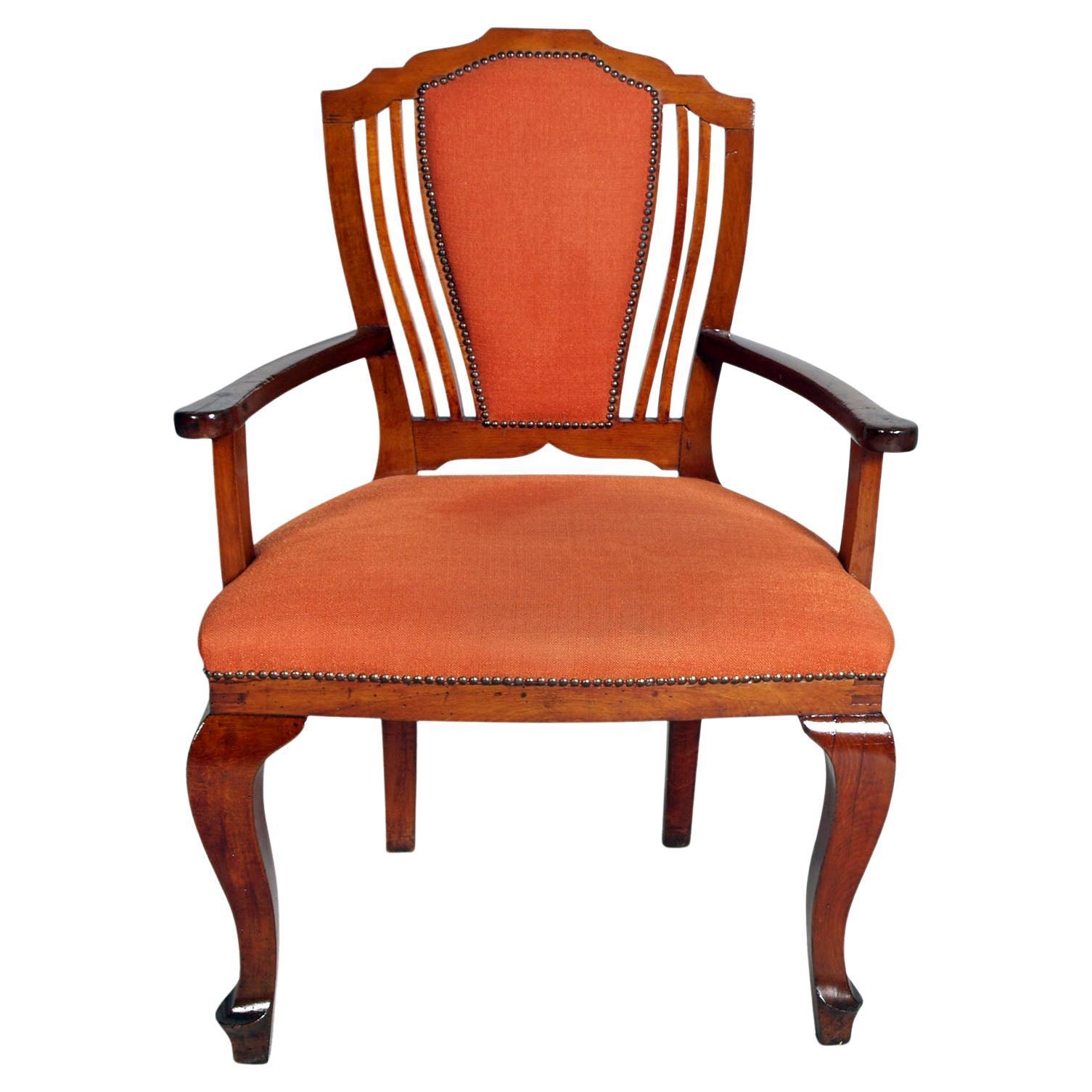 Elegant and refined, this set of three Art Deco chairs from Northern Italy (Veneto region) dates to the 1930s and offers the perfect combination of style and function. Crafted in solid walnut, the set includes two armless side chairs and one central